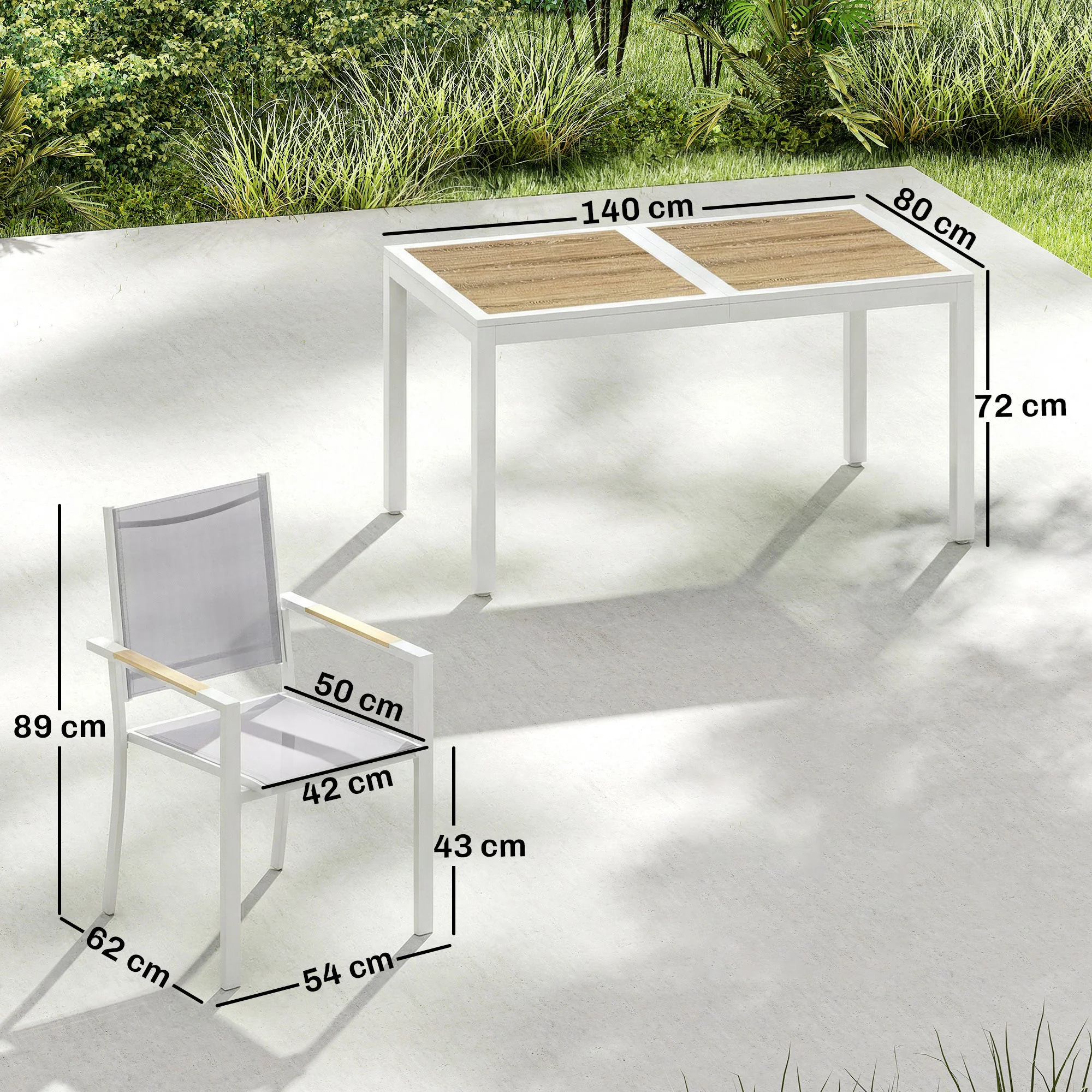 Outsunny Conjunto De Mesa Y Sillas Jardín De 7 Piezas Con Sillas Transpirables - Image 3