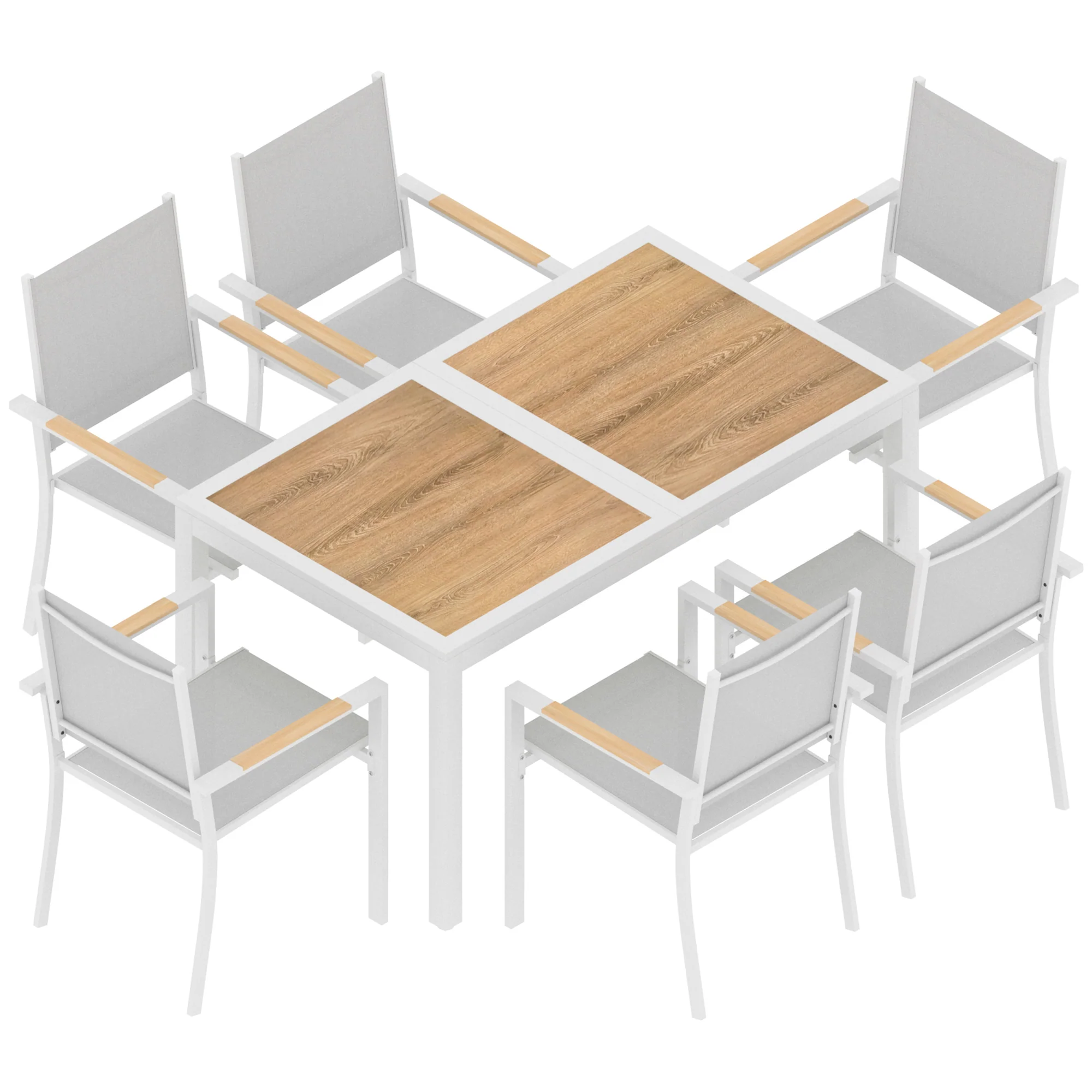 Outsunny Conjunto De Mesa Y Sillas Jardín De 7 Piezas Con Sillas Transpirables - Image 5