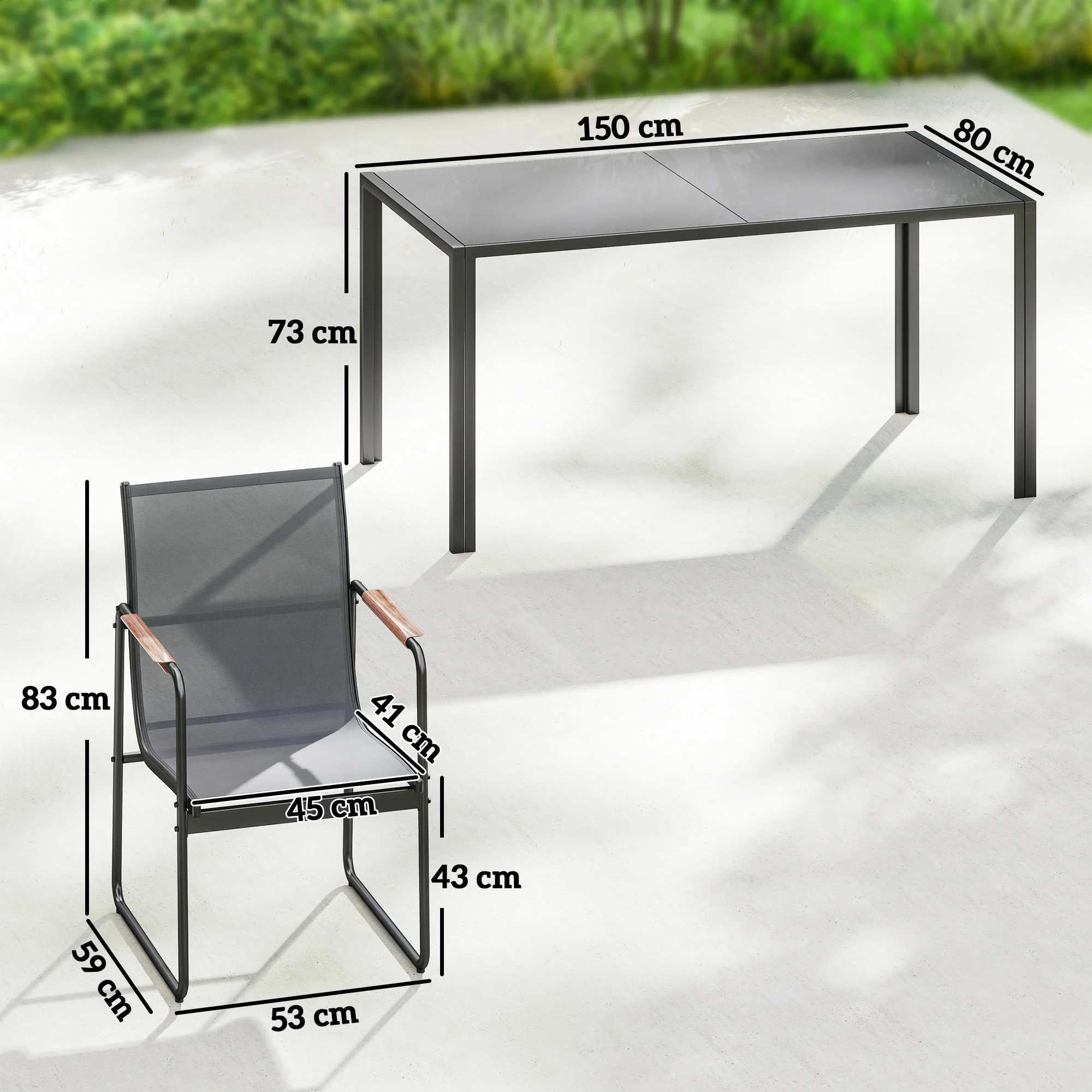 Outsunny Conjunto De Mesa Y Sillas Jardín De 7 Piezas Con Sillas Transpirables - Image 3