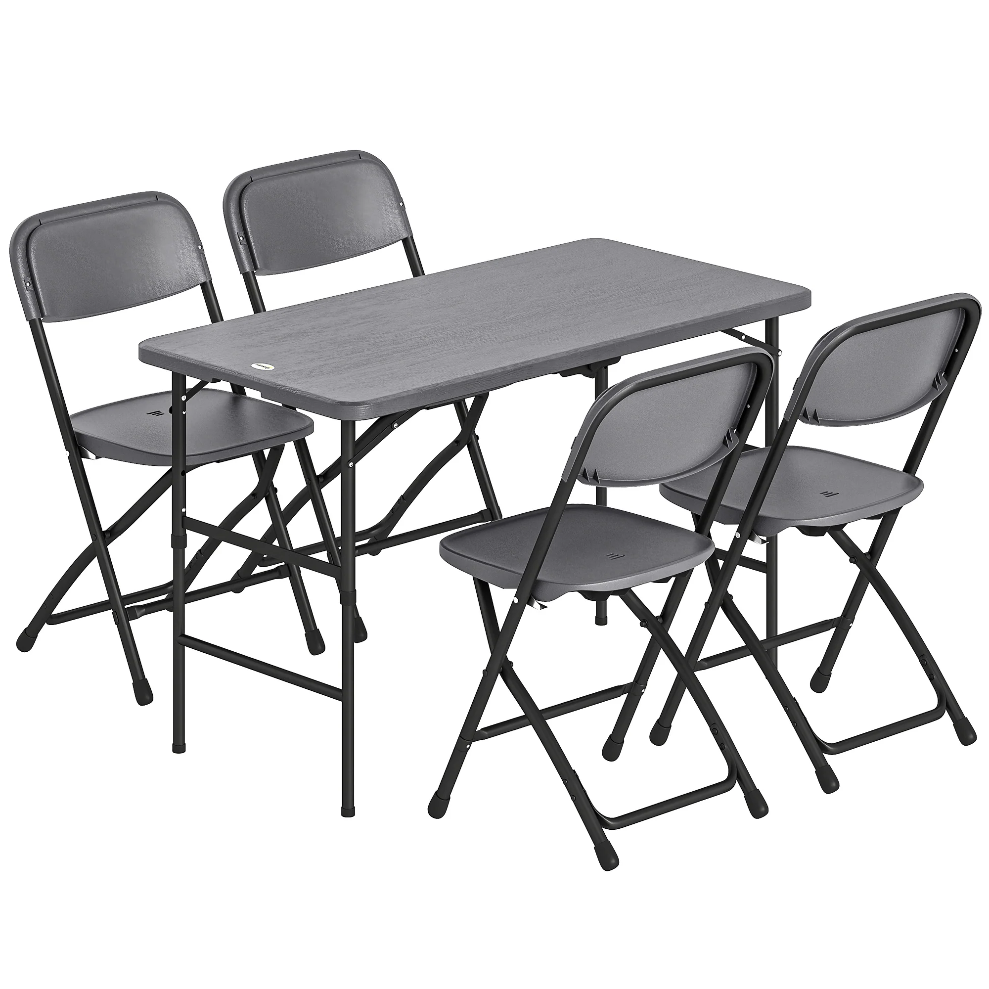 Outsunny Conjunto De Mesa Y Sillas Jardín Plegable 5 Piezas Con Mesa Ajustable