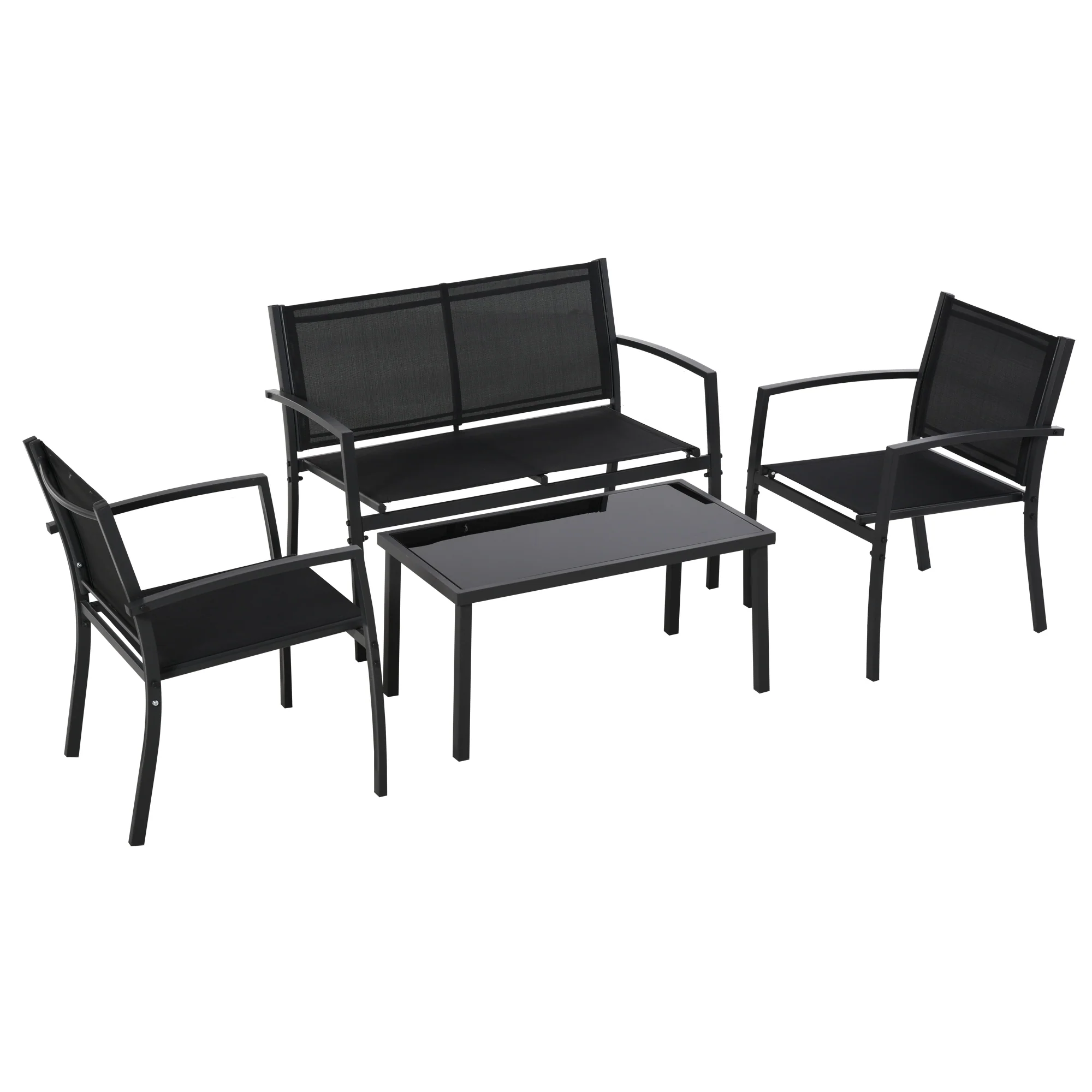 Outsunny Conjunto De Muebles De Jardín 4 Piezas Muebles Jardín Exterior Negro
