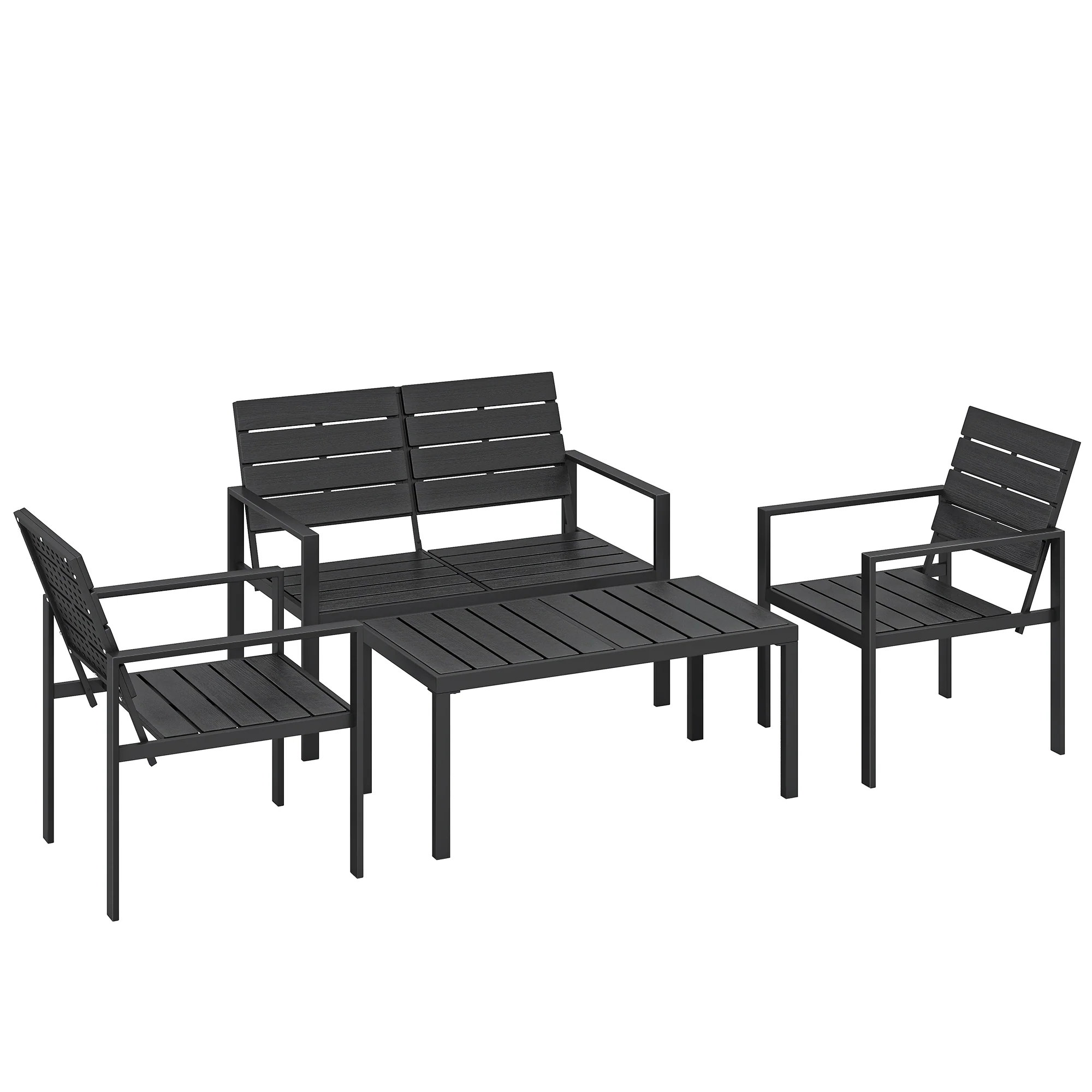 Outsunny Conjunto De Muebles De Jardín Para 4 Personas Negro