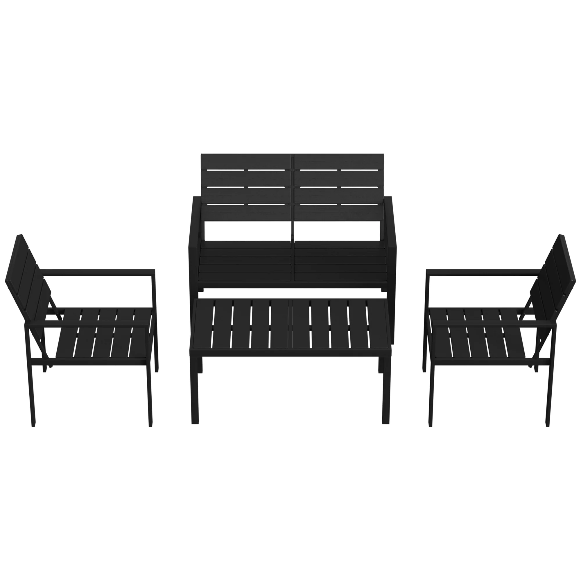 Outsunny Conjunto De Muebles De Jardín Para 4 Personas Negro - Image 4