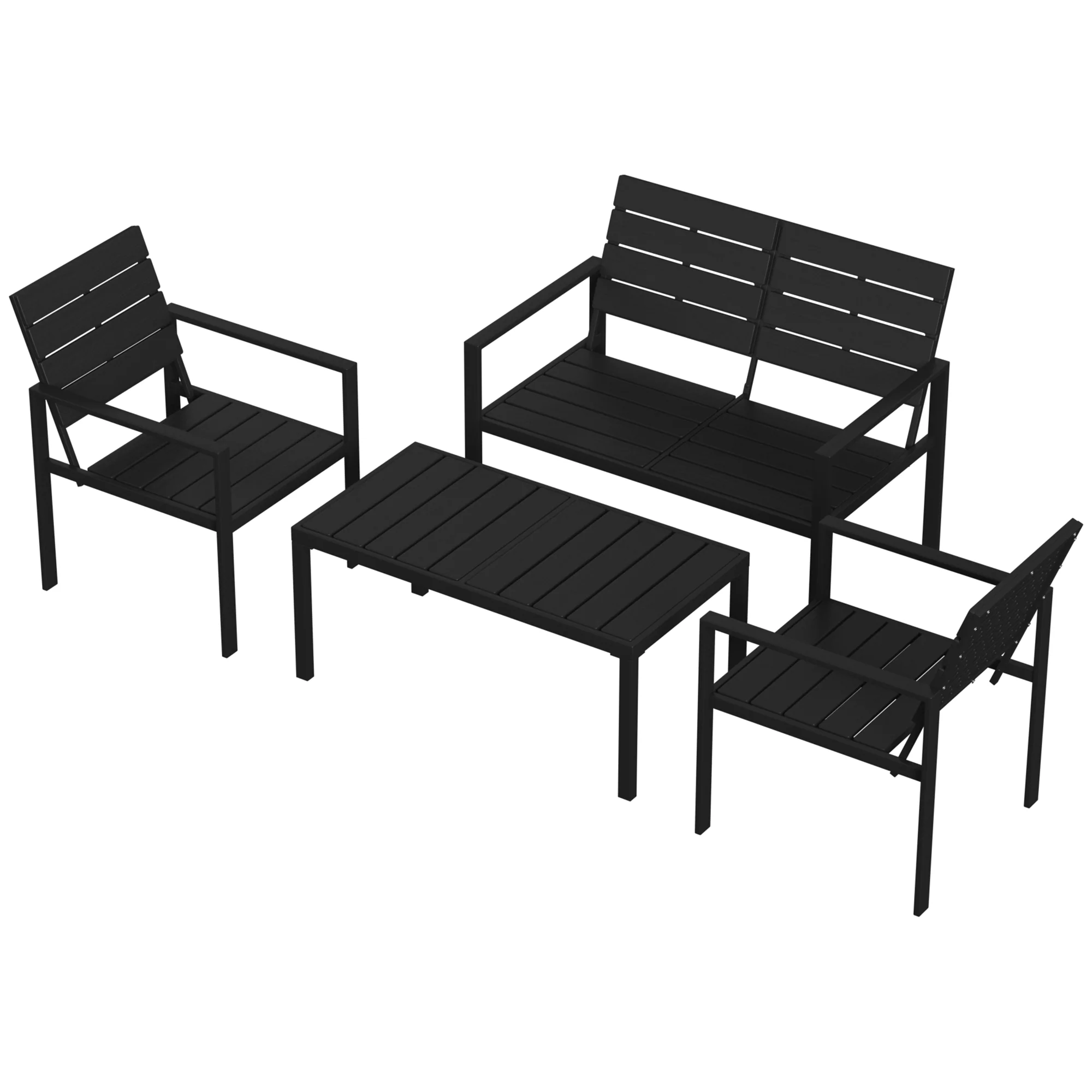 Outsunny Conjunto De Muebles De Jardín Para 4 Personas Negro - Image 5