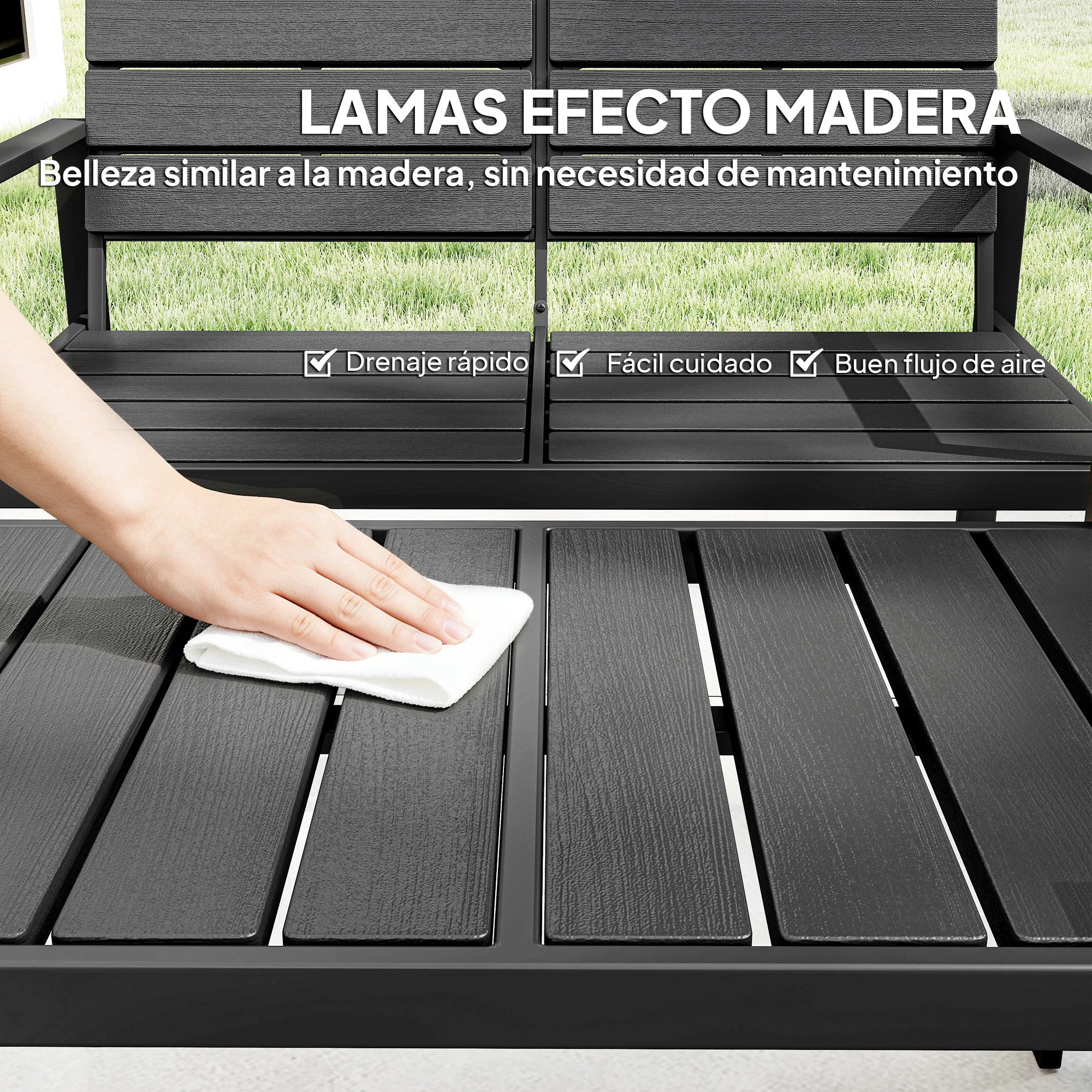 Outsunny Conjunto De Muebles De Jardín Para 4 Personas Negro - Image 6