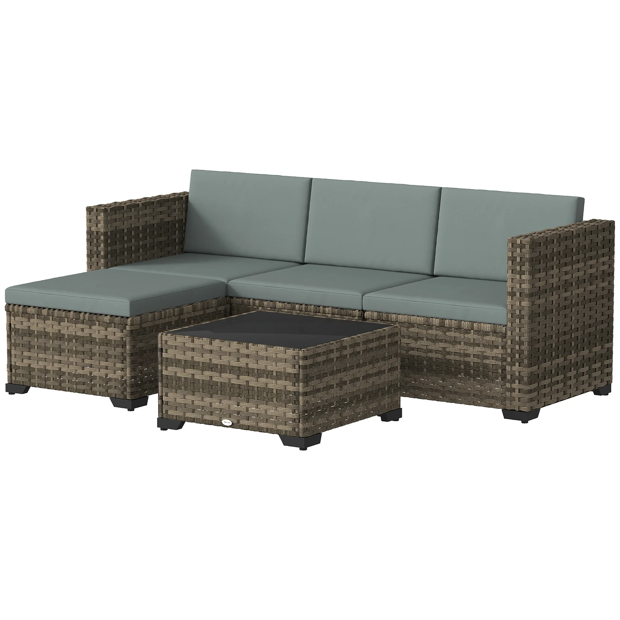 Outsunny Conjunto Muebles Jardín Exterior De Ratán 5 Piezas Cojines Gris Claro - Image 5