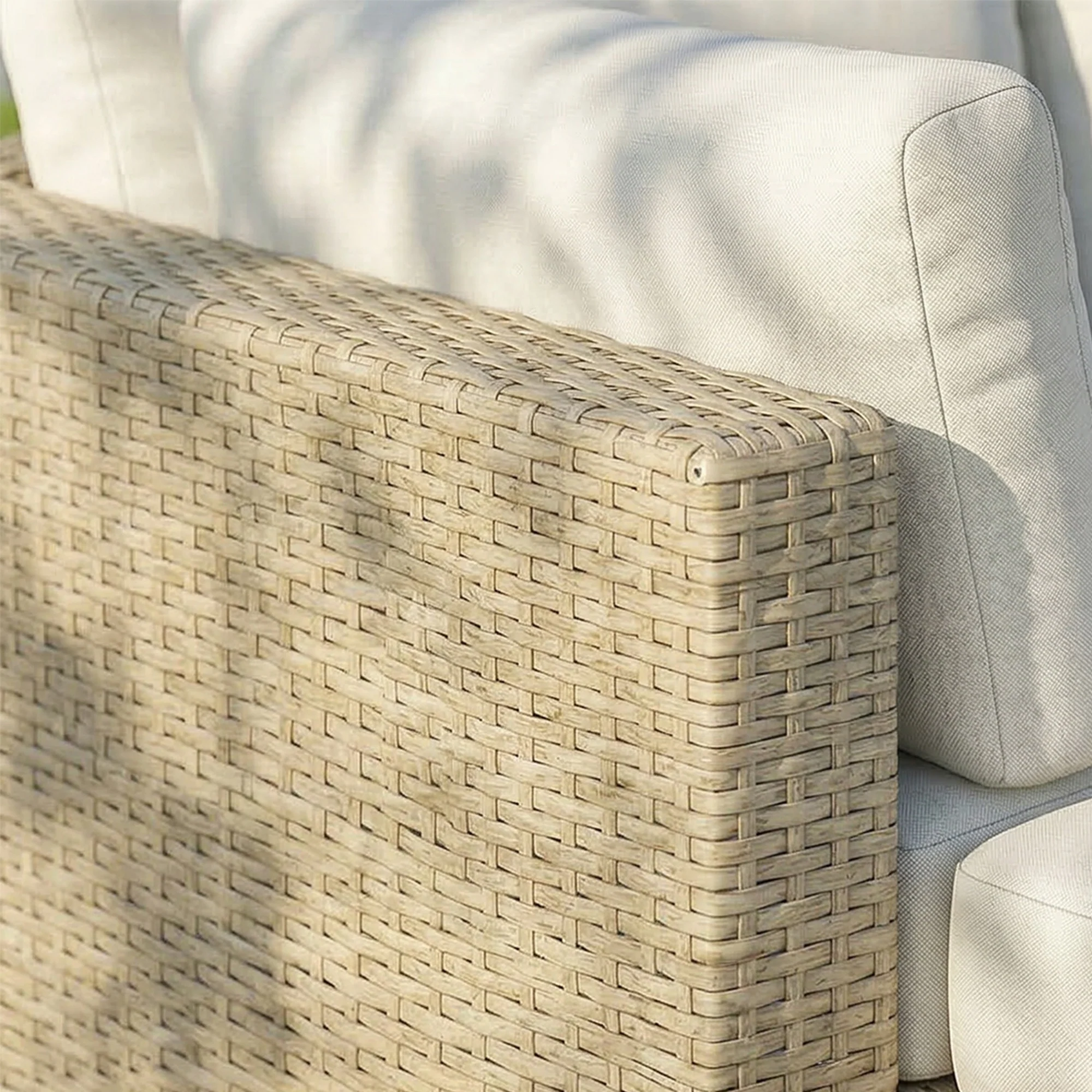 Outsunny Conjunto Muebles Jardín Exterior De Ratán De 3 Piezas Cojines Beige - Image 5