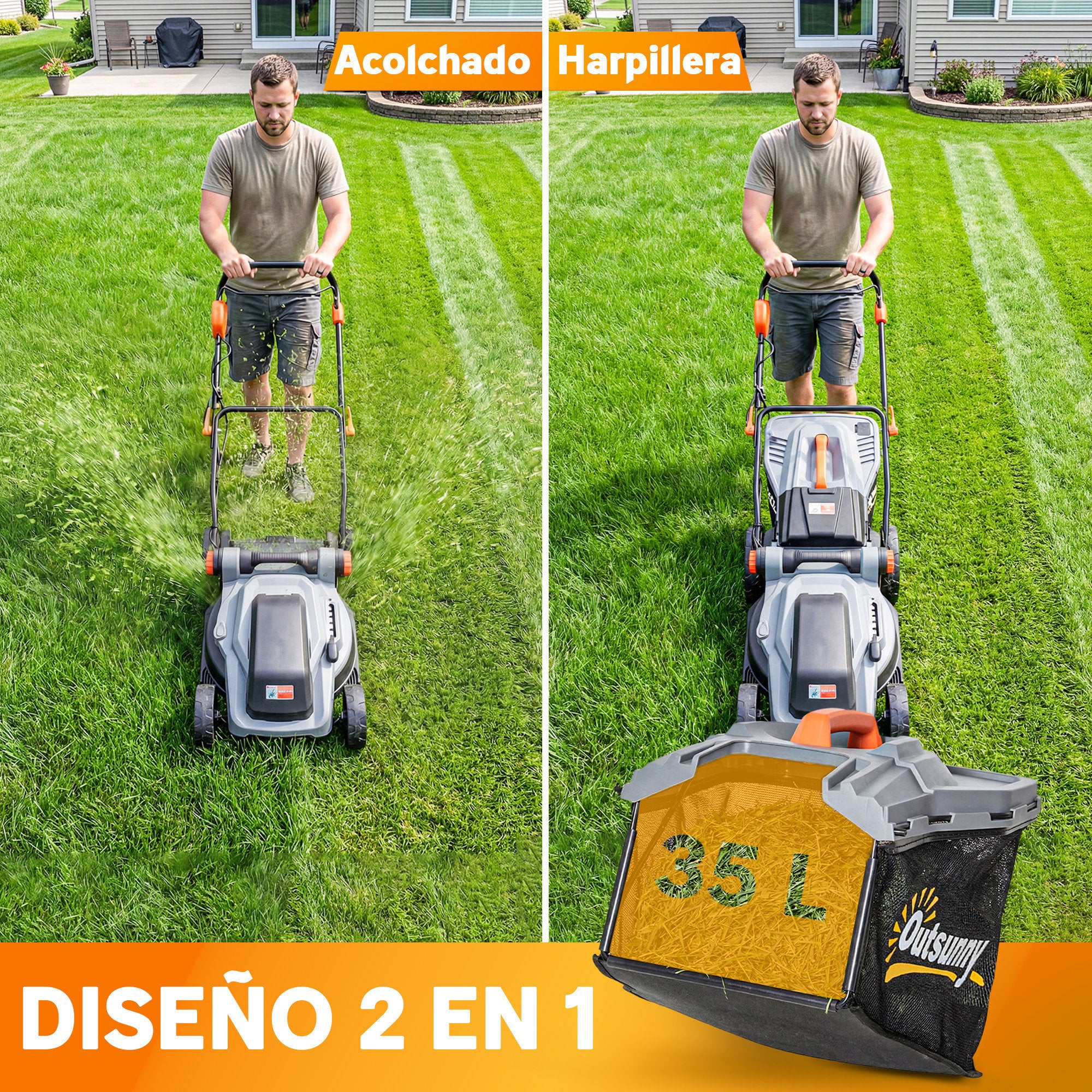 Outsunny Cortacésped A Batería Inalámbrico 18v Con 2 Baterías De 4ah Y Cargador - Image 6