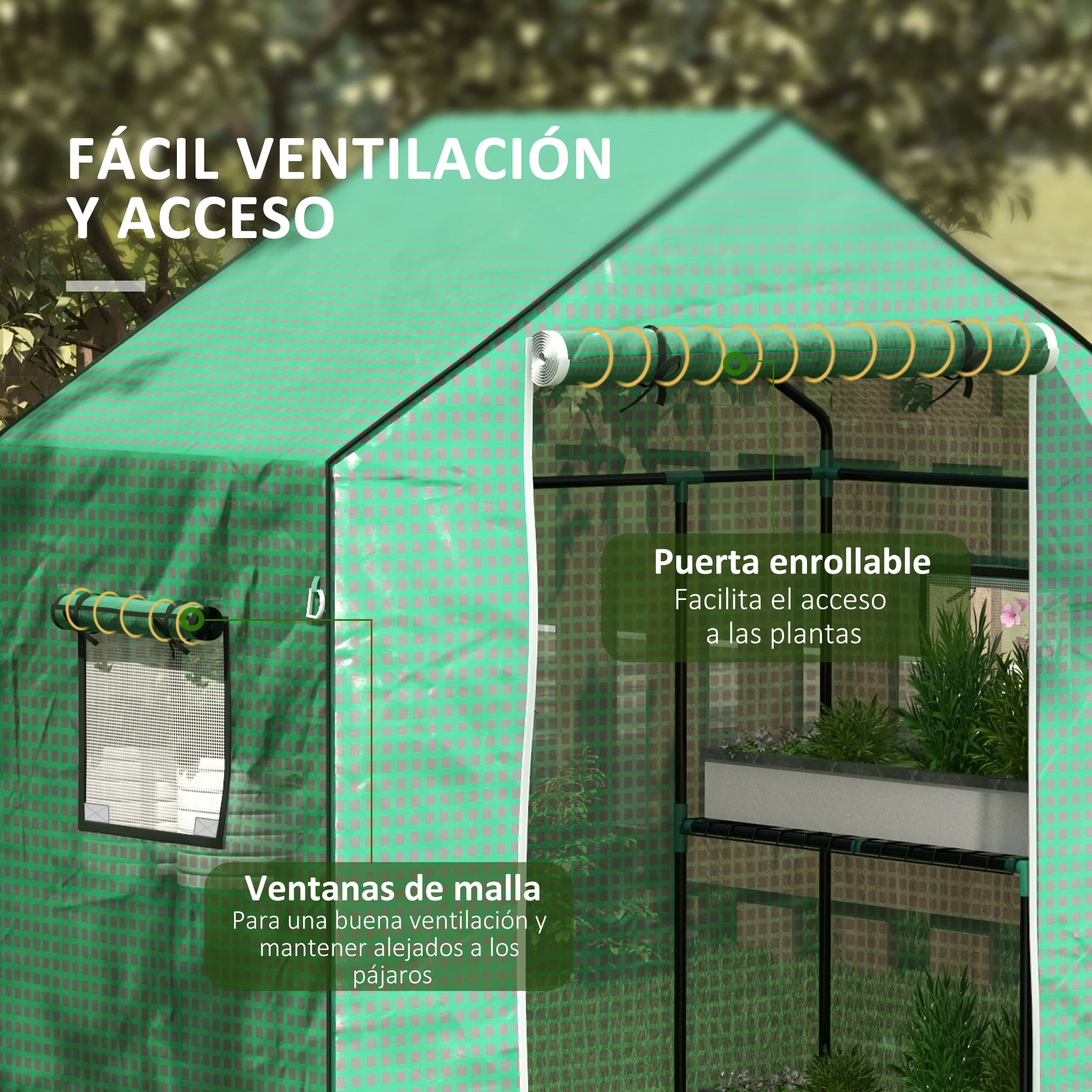 Outsunny Cubierta De Invernadero 140x73x190 Cm Con Ventana Anti-uv Verde - Image 6