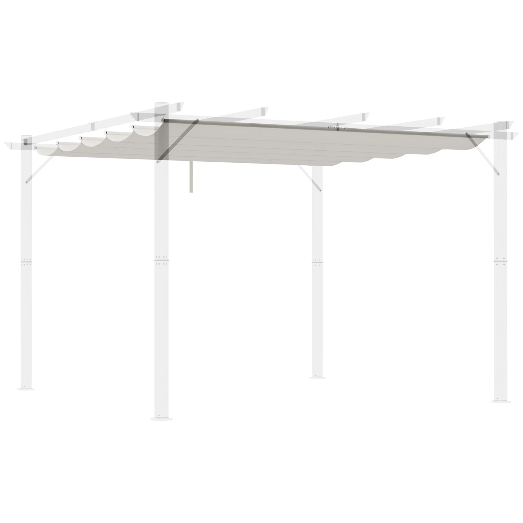 Outsunny Cubierta Para Pérgola Retráctil 2,5x2,55m Para Marco De 3x3 M Crema