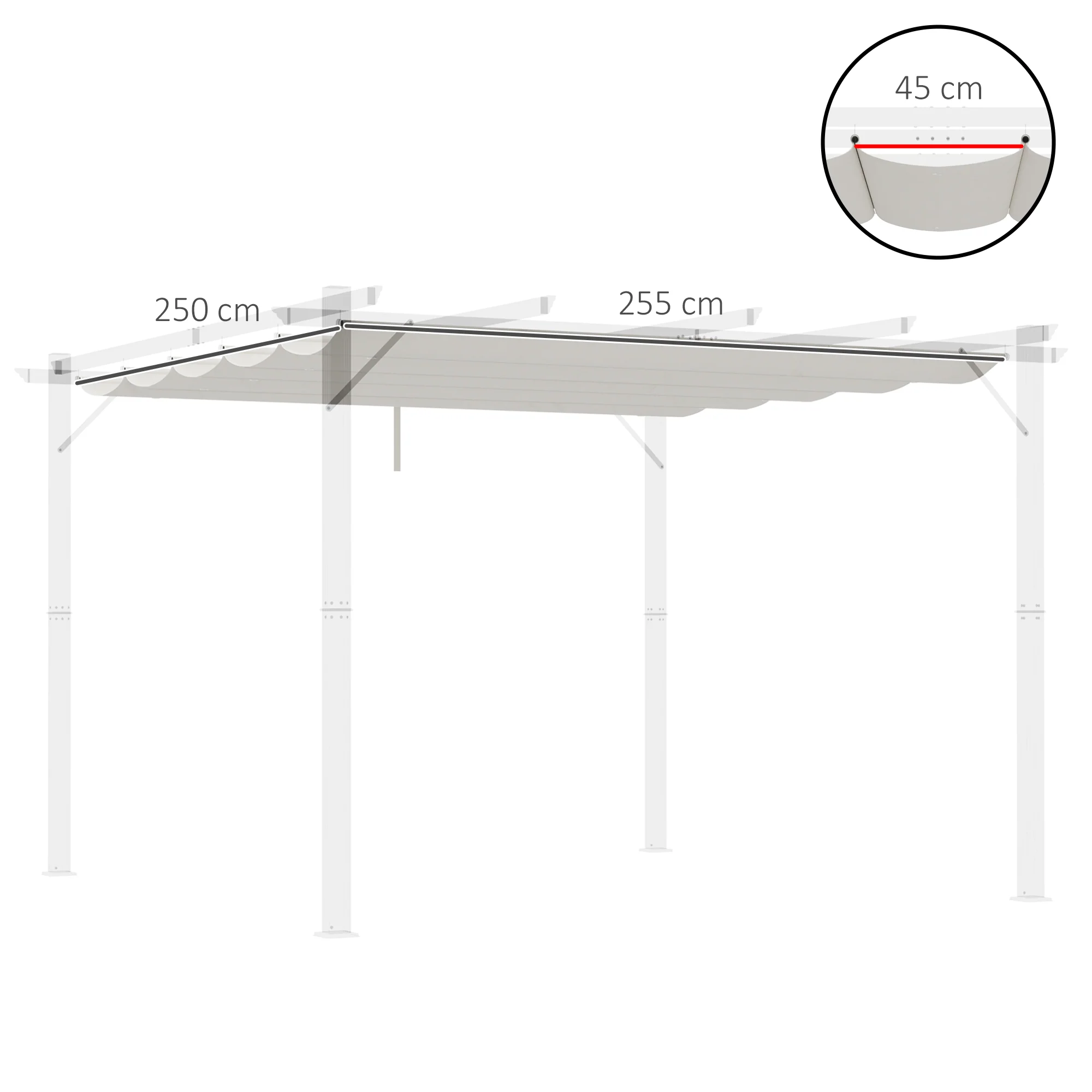 Outsunny Cubierta Para Pérgola Retráctil 2,5x2,55m Para Marco De 3x3 M Crema - Image 3