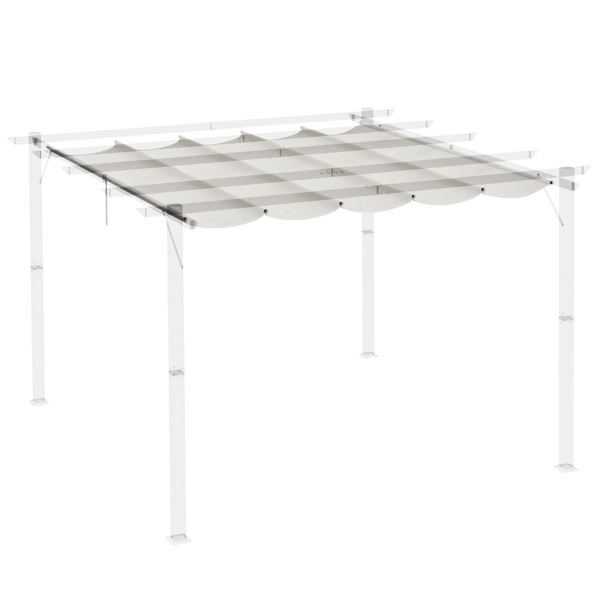 Outsunny Cubierta Para Pérgola Retráctil 2,5x2,55m Para Marco De 3x3 M Crema - Image 4