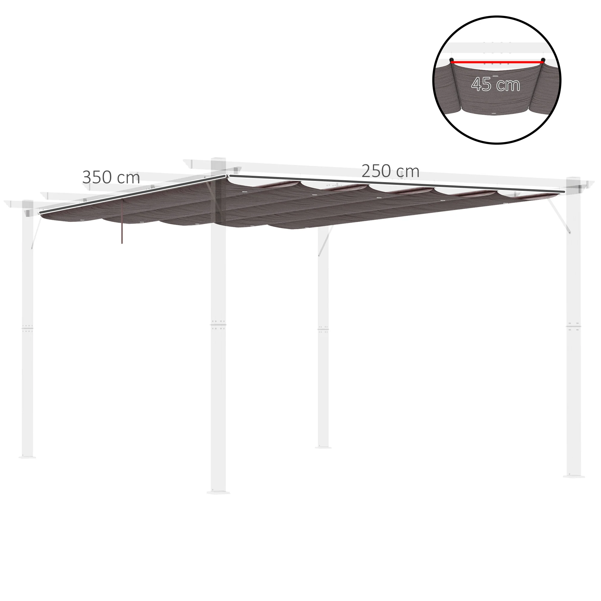 Outsunny Cubierta Para Pérgola Retráctil 3,5x2,6 M Para Marco De 4x3 M Café - Image 3