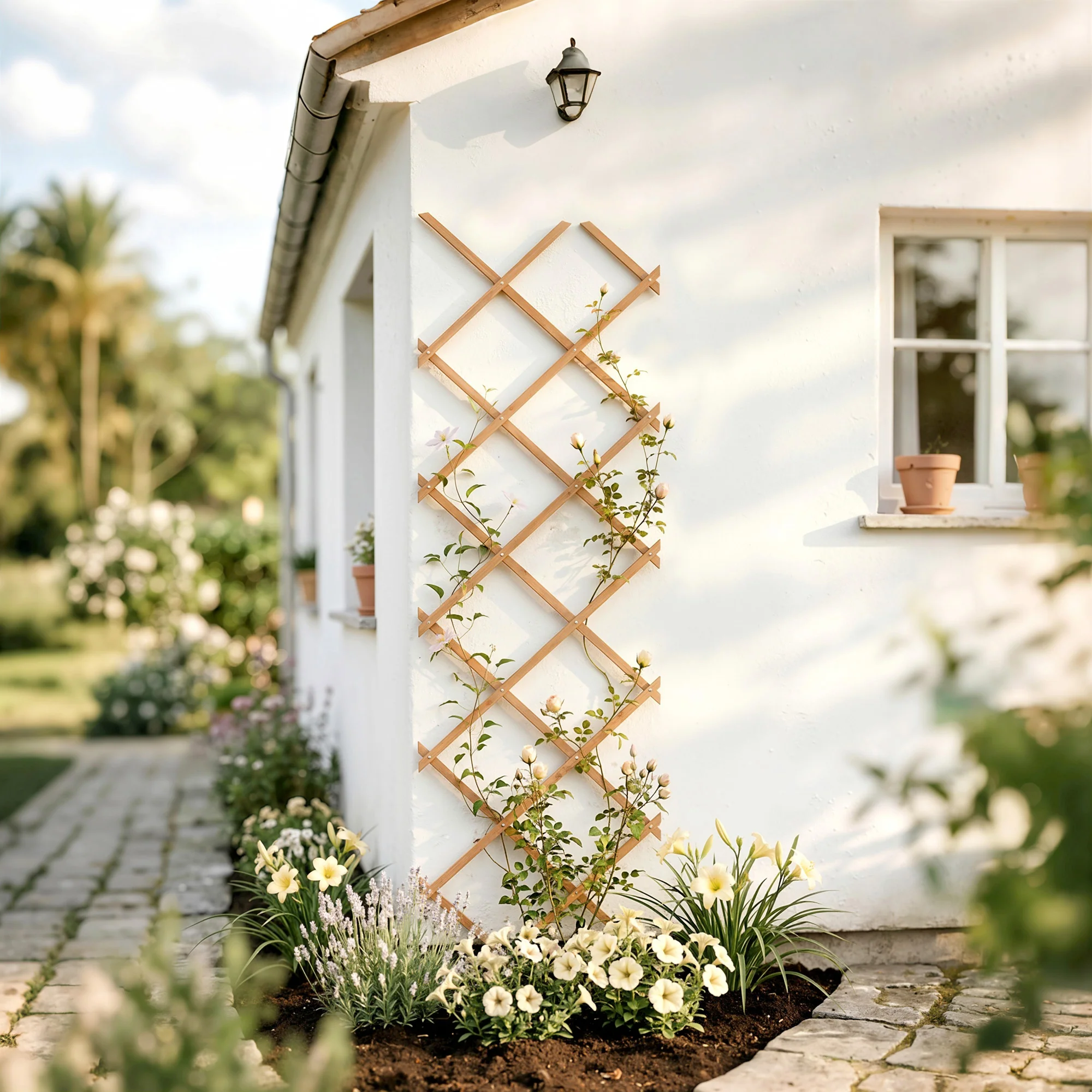 Outsunny Enrejado De Jardín De Madera Extensible 180x60 Cm Marrón Claro - Image 5