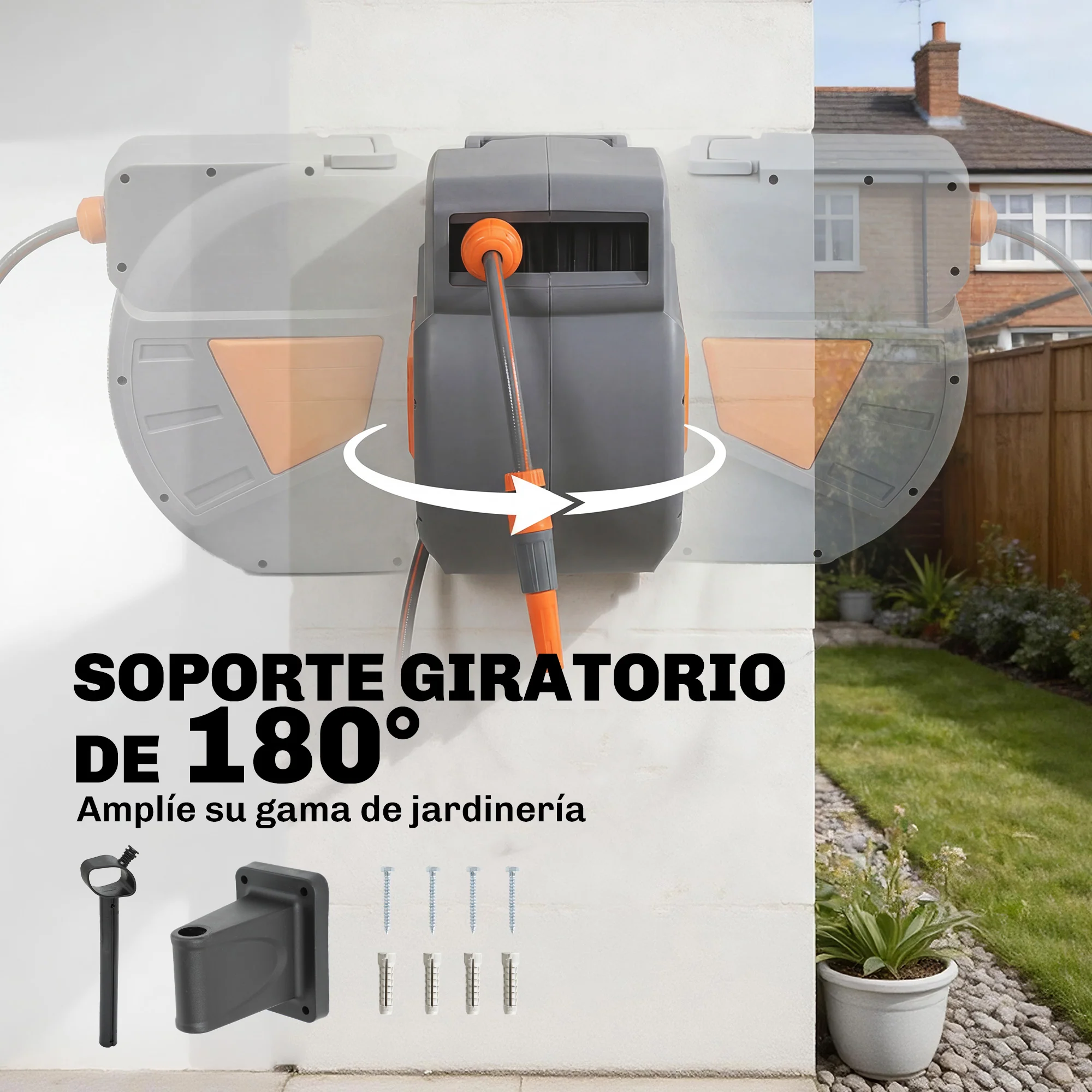 Outsunny Enrollador De Manguera Para Jardín 30+2 M Bloqueo Retorno Automático - Image 6