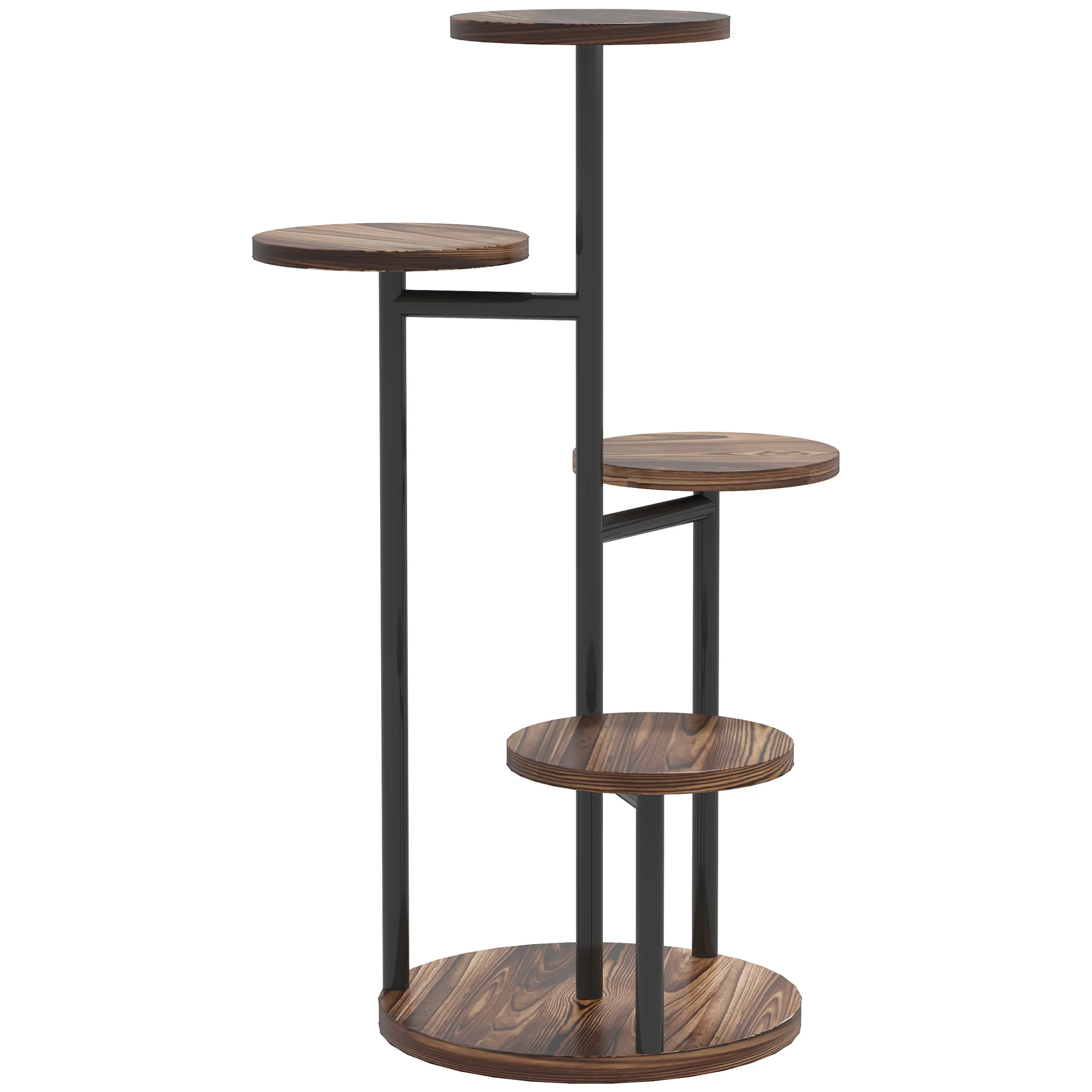 Outsunny Estantería Para Plantas De 5 Niveles De Madera 43x43x70 Cm Carbonizado
