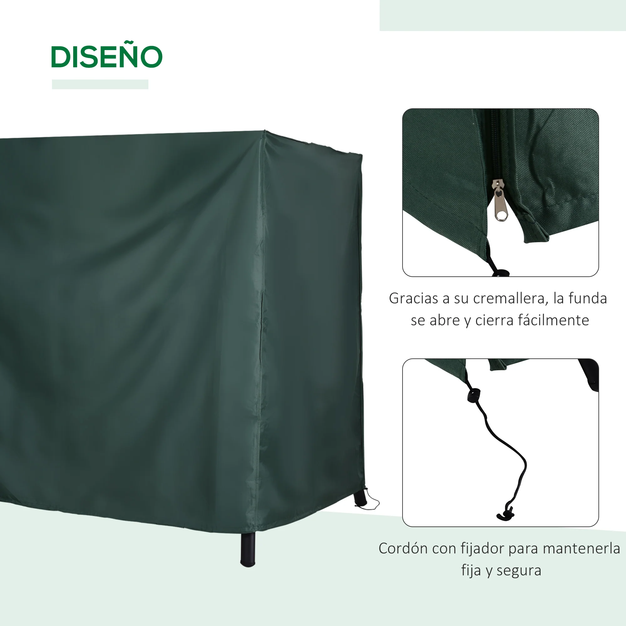 Outsunny Funda Columpios Jardín Cubierta Muebles De Exterior Con Cremallera - Image 6