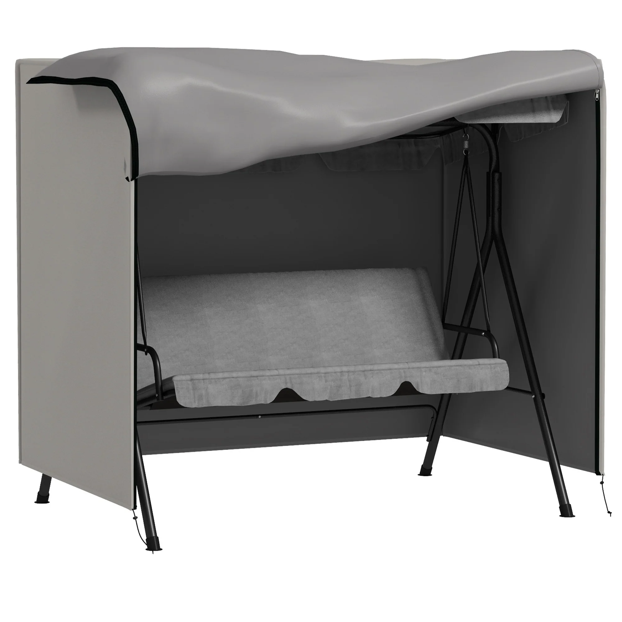 Outsunny Funda De Balancín Para Jardín Con 2 Cremalleras 177x114x152 Cm Gris