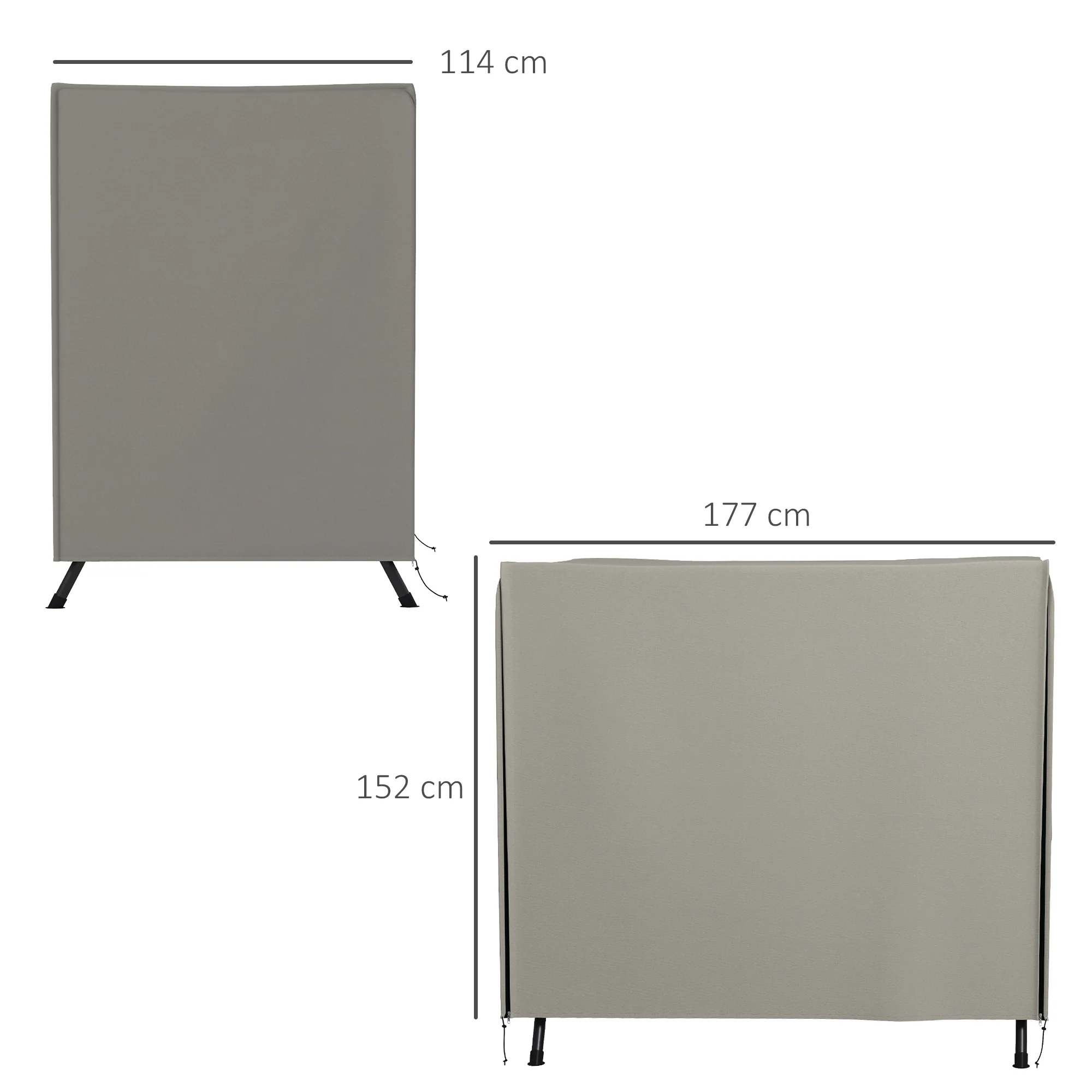 Outsunny Funda De Balancín Para Jardín Con 2 Cremalleras 177x114x152 Cm Gris - Image 3