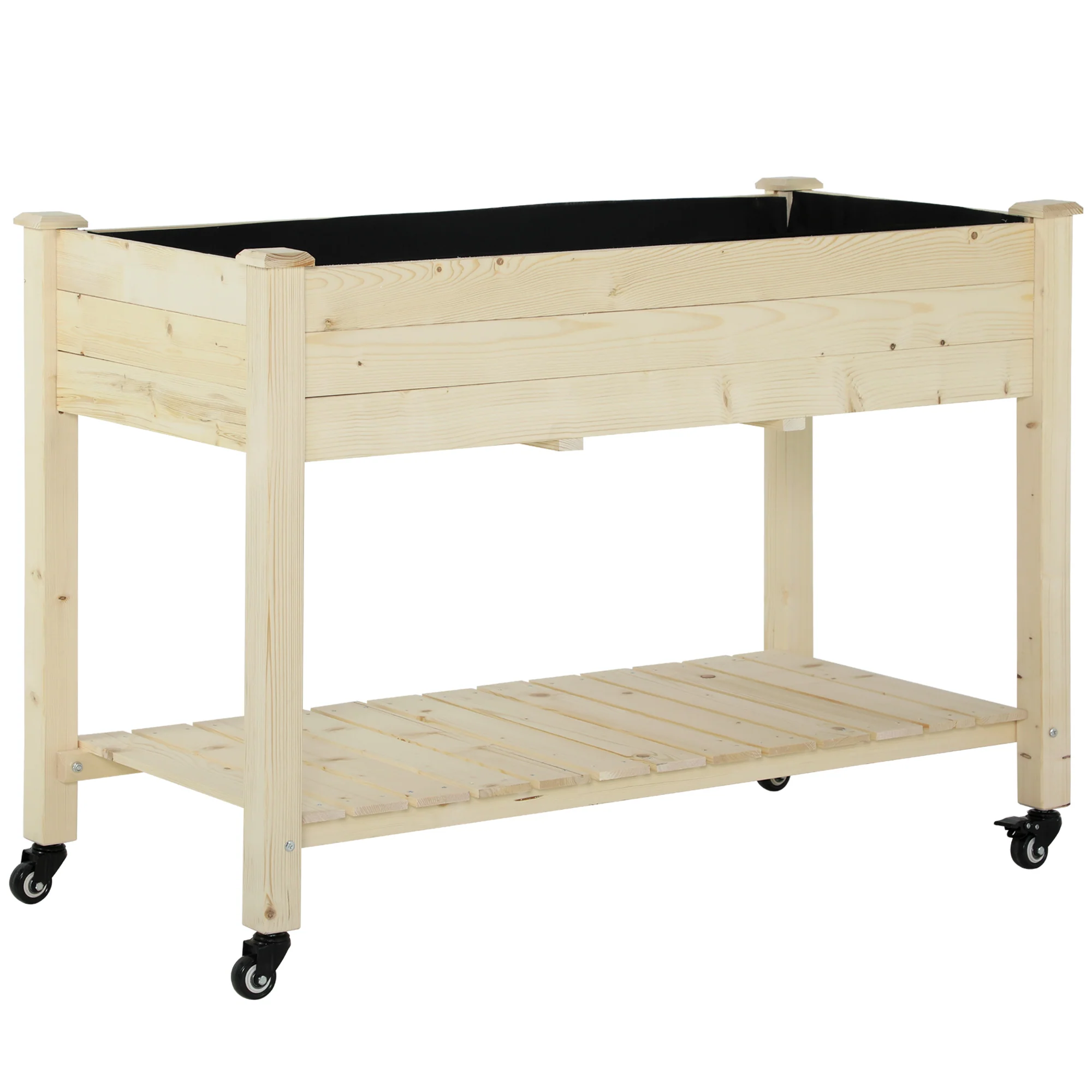 Outsunny Huerto Urbano 118x55x83 Cm Madera Estante Tela Geotextil Portátil