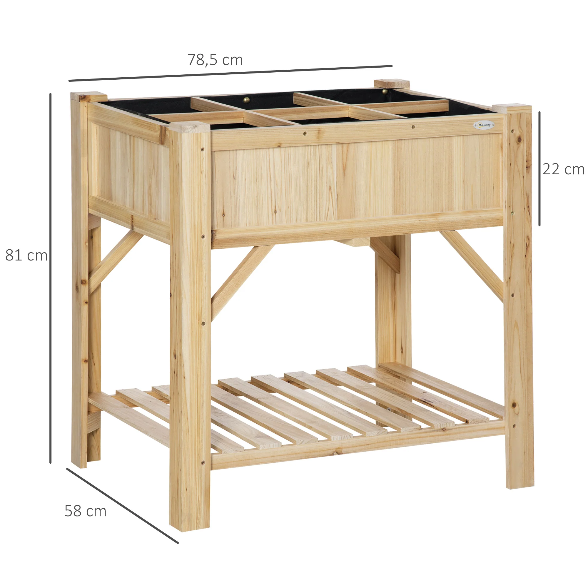 Outsunny Huerto Urbano De Madera Jardín 6 Compartimentos Estante 78,5x58x81 Cm - Image 3