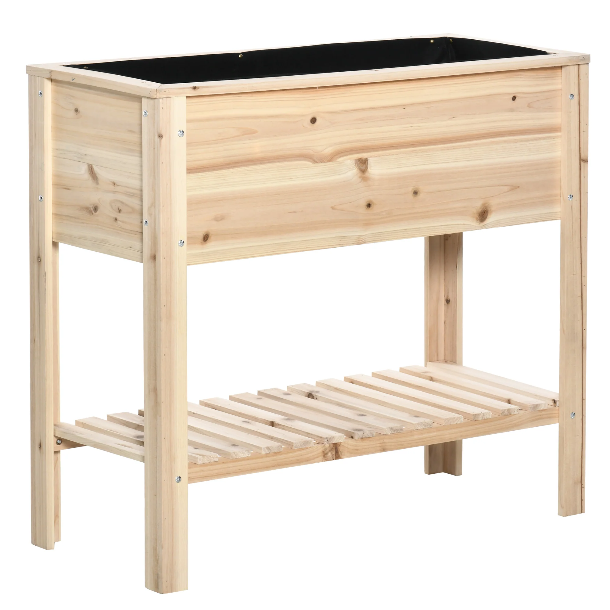 Outsunny Huerto Urbano Elevado Con Estante 90x40x81cm Mesa De Cultivo De Madera