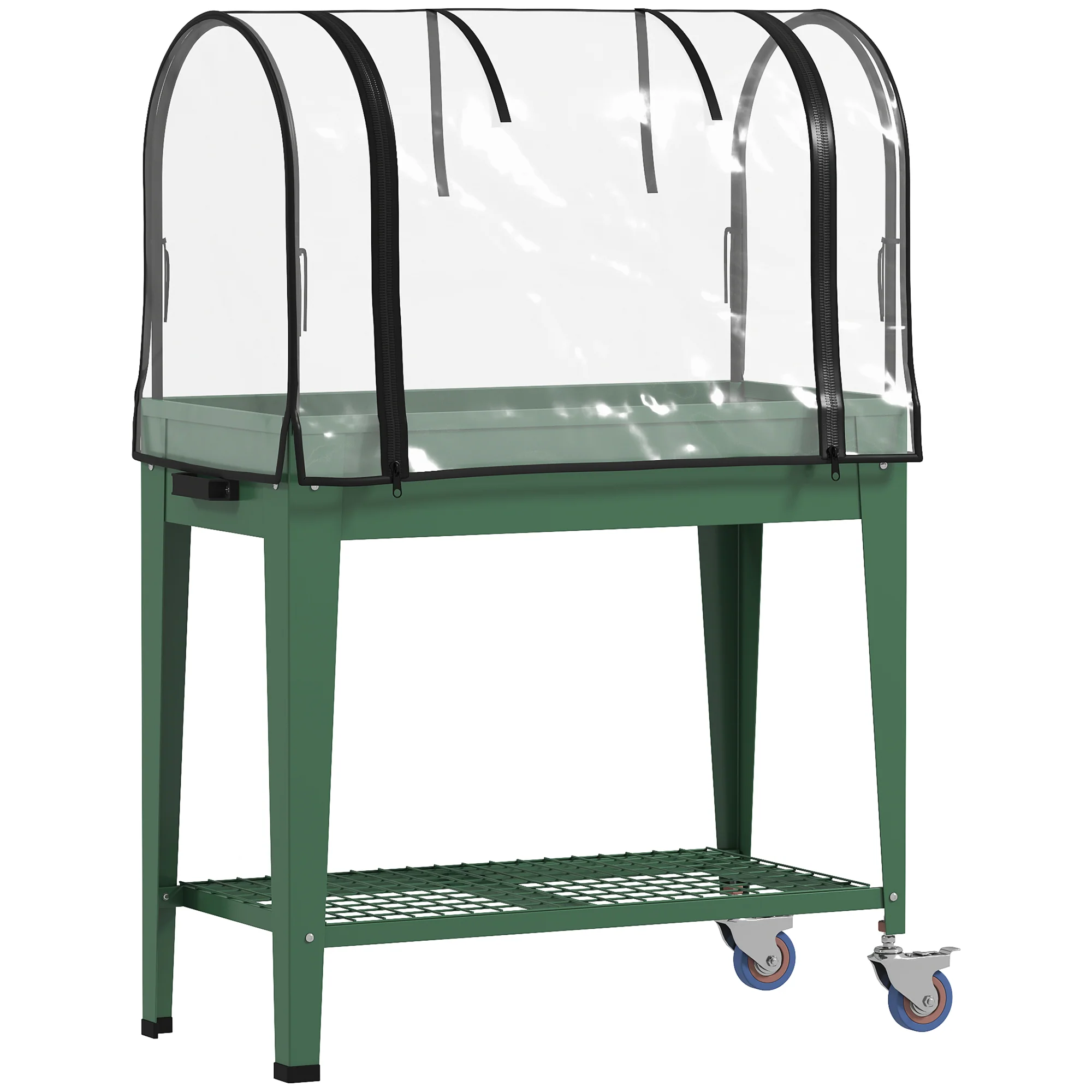 Outsunny Huerto Urbano Elevado Con Ruedas Y Cubierta 80x40x120 Cm Verde