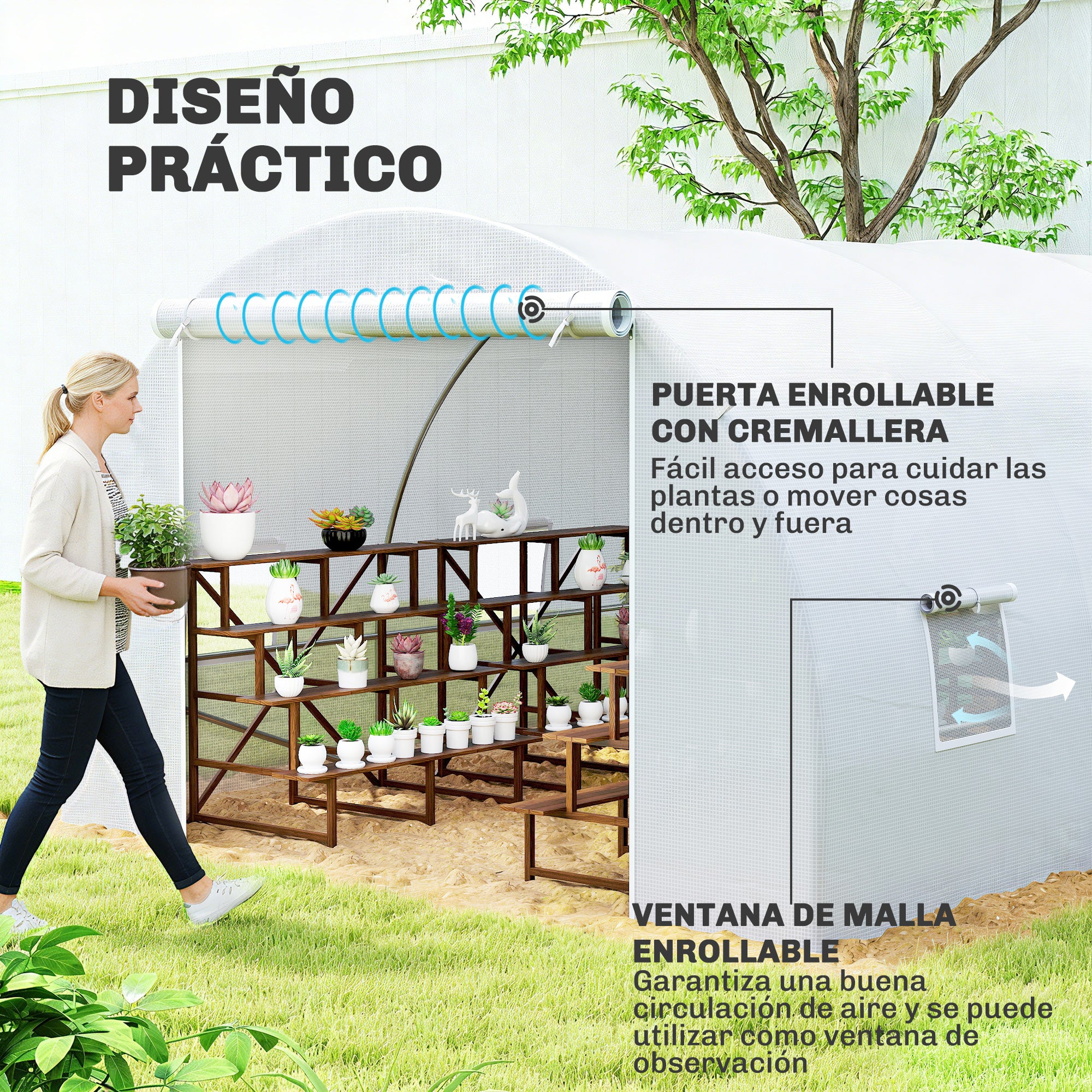 Outsunny Invernadero 6x3x2 M Caseta Para Jardín Terraza Cultivo Plantas Flores - Image 6
