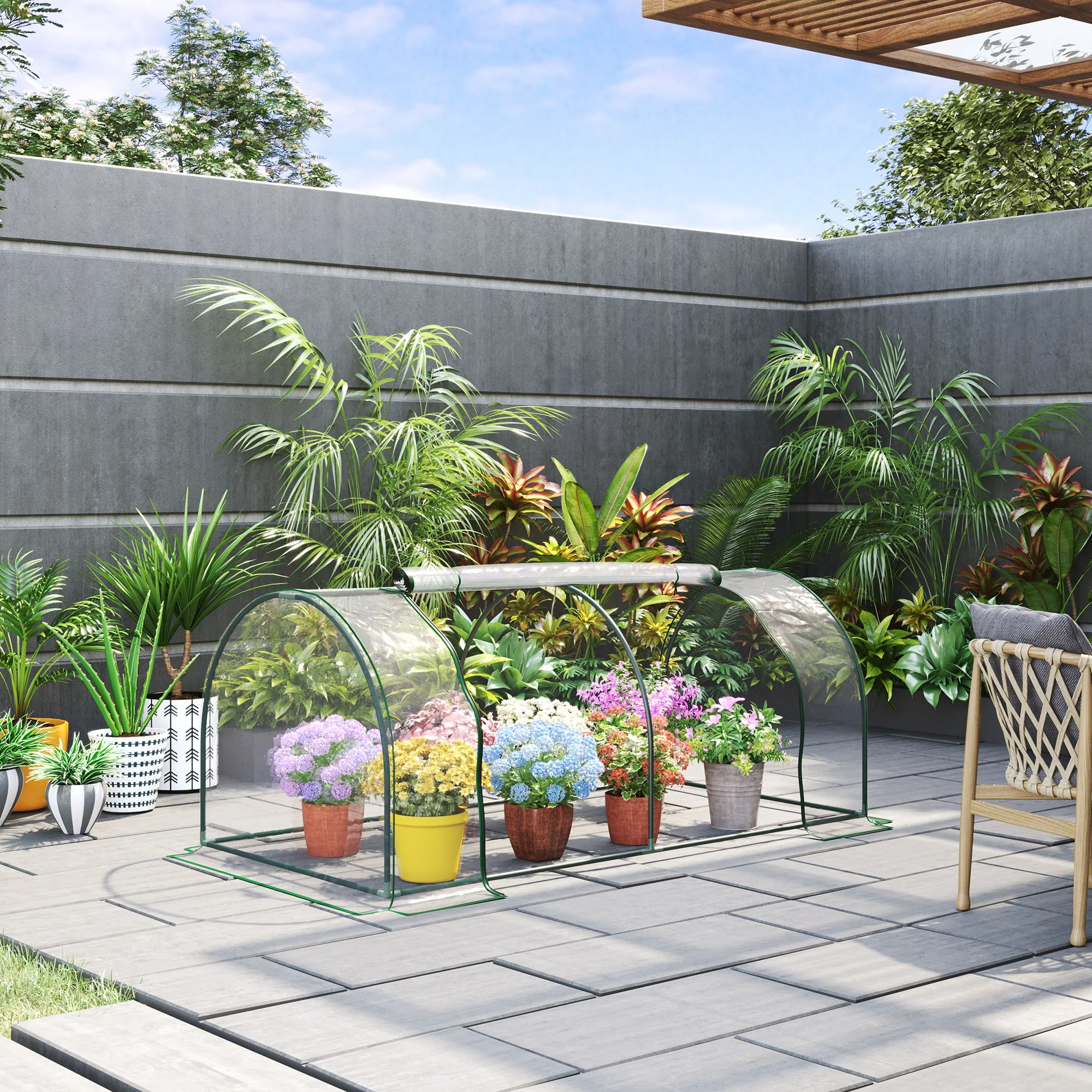 Outsunny Invernadero Caseta 200x100x80 Cm Para Jardín Terraza Cultivo De Plantas - Image 2