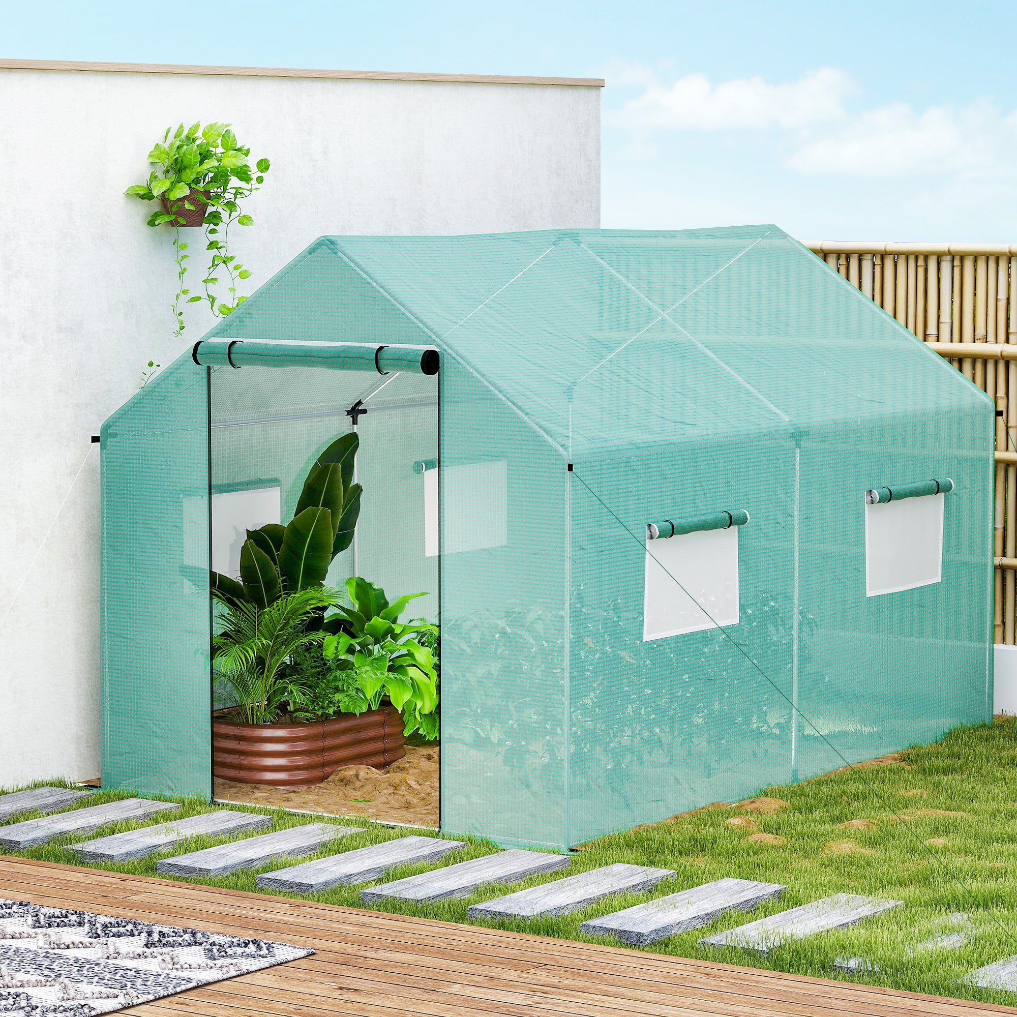 Outsunny Invernadero De Exterior 2x3x2 M Con 4 Ventanas De Malla Verde - Image 4