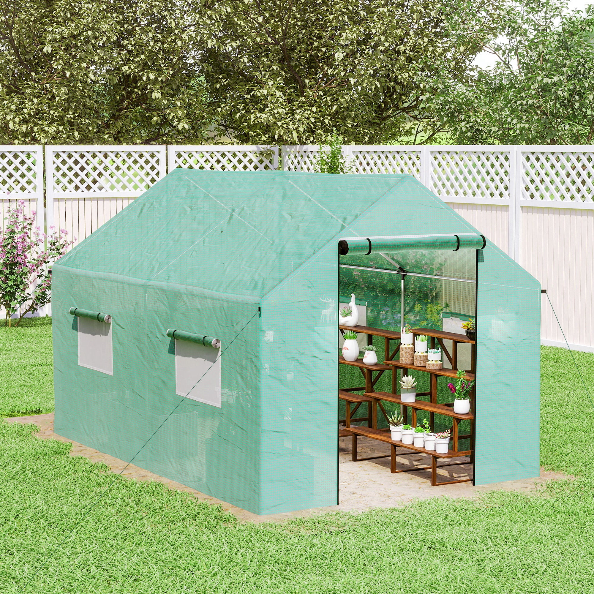 Outsunny Invernadero De Exterior 2x3x2 M Con 4 Ventanas De Malla Verde - Image 5