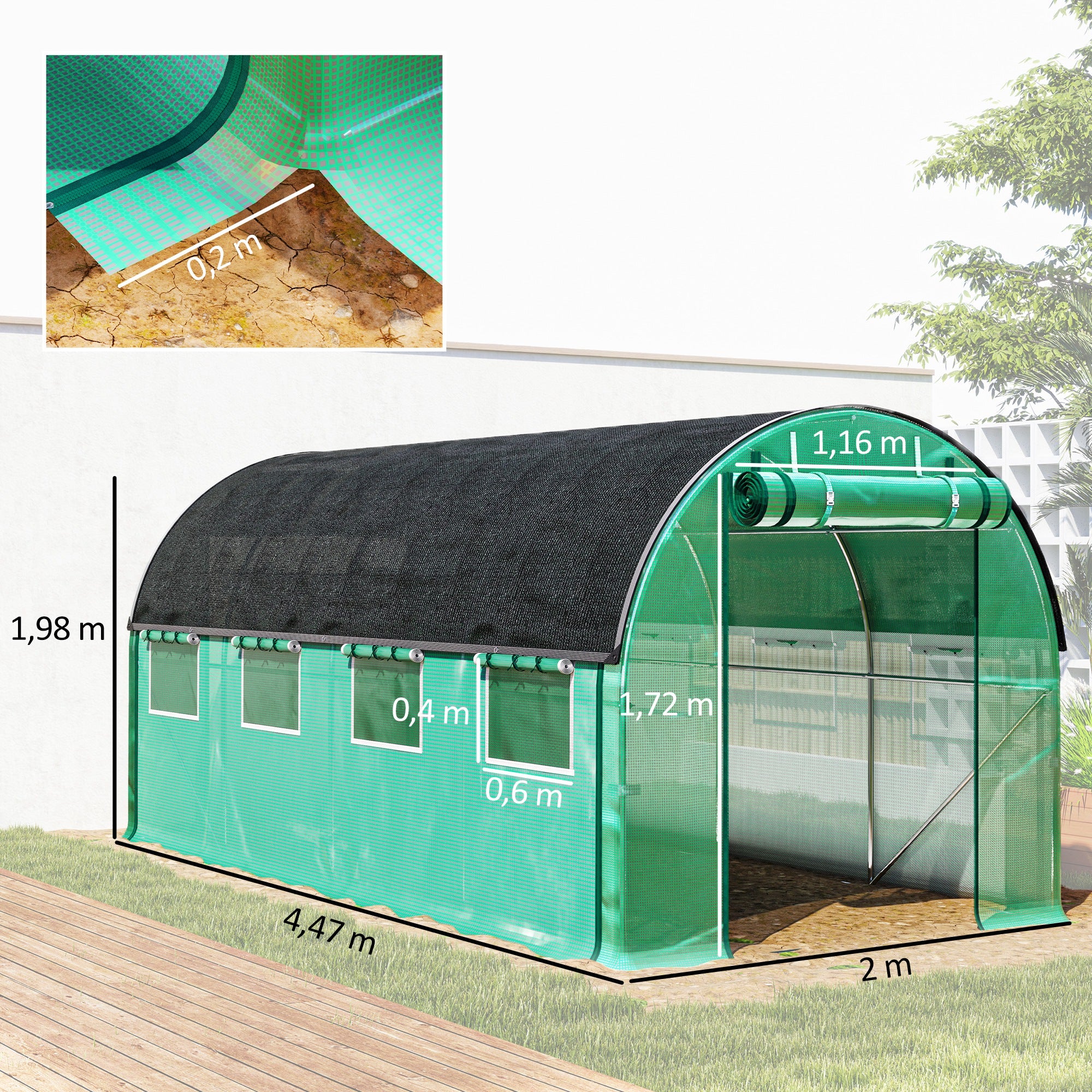 Outsunny Invernadero De Exterior 4,5x2x2 M Con Paredes Laterales Enrollables - Image 3