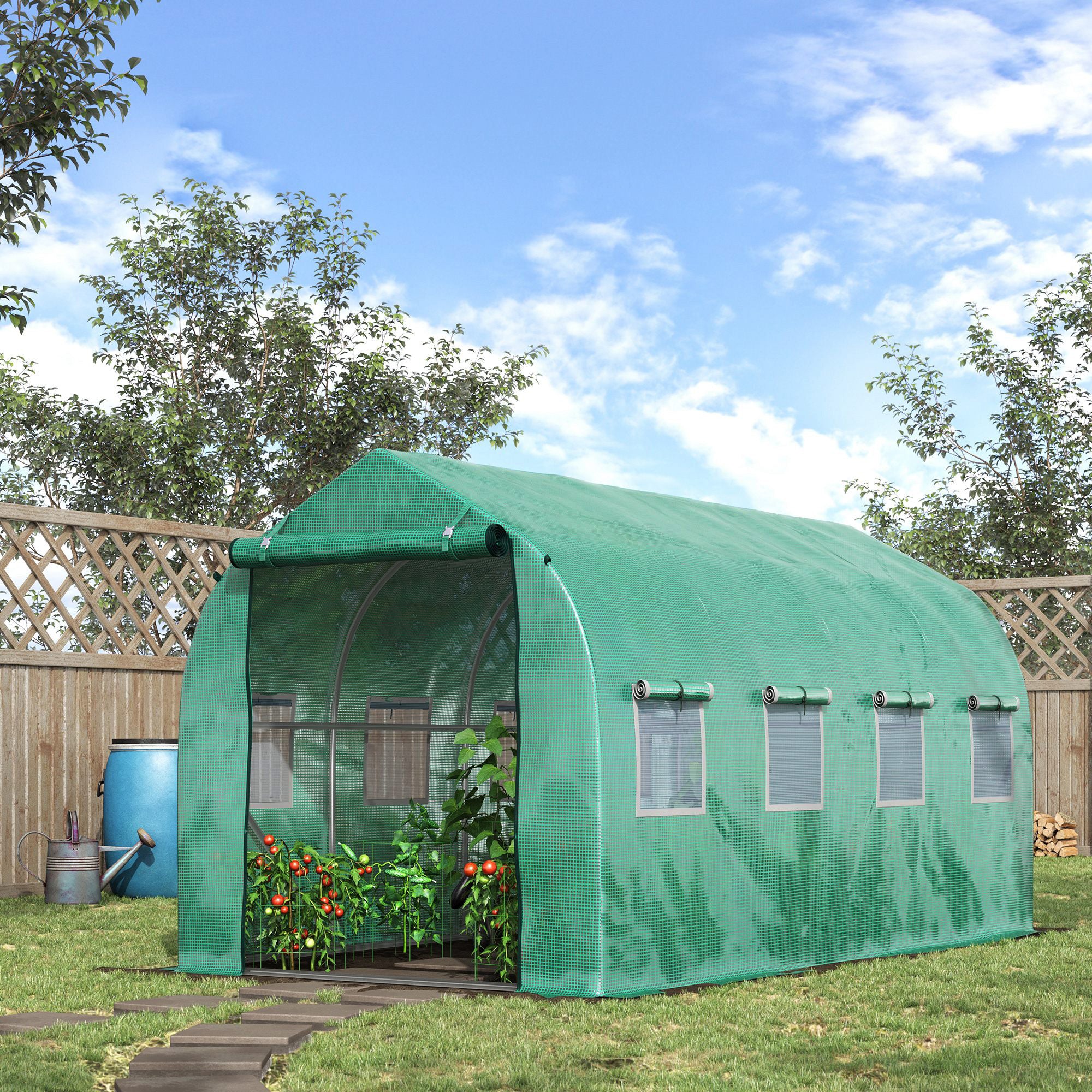 Outsunny Invernadero De Exterior 4x2x2 M Con 8 Ventanas De Malla Verde - Image 2