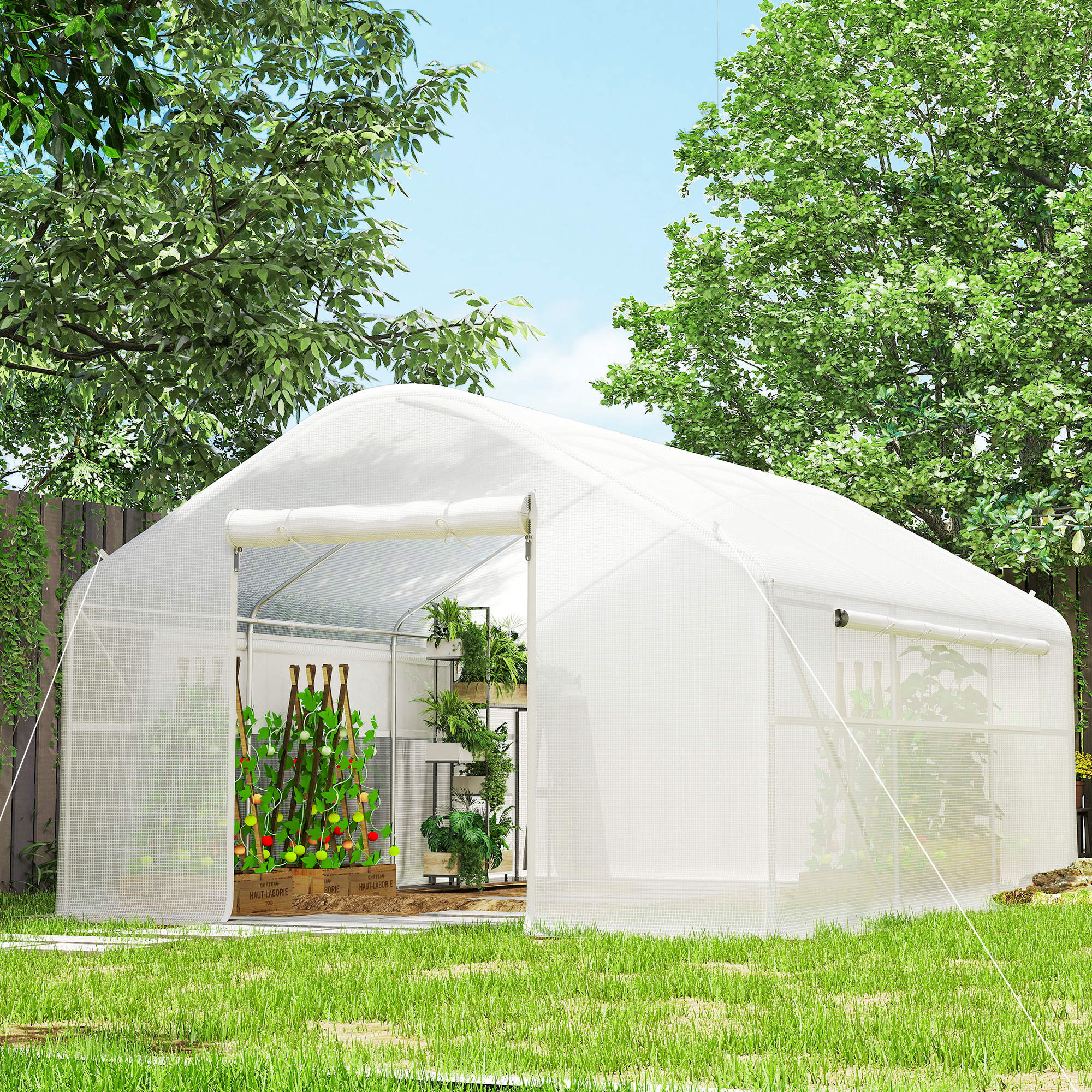Outsunny Invernadero De Exterior 4x3x2 M Con Cubierta De Pe Anti-uv Blanco - Image 5