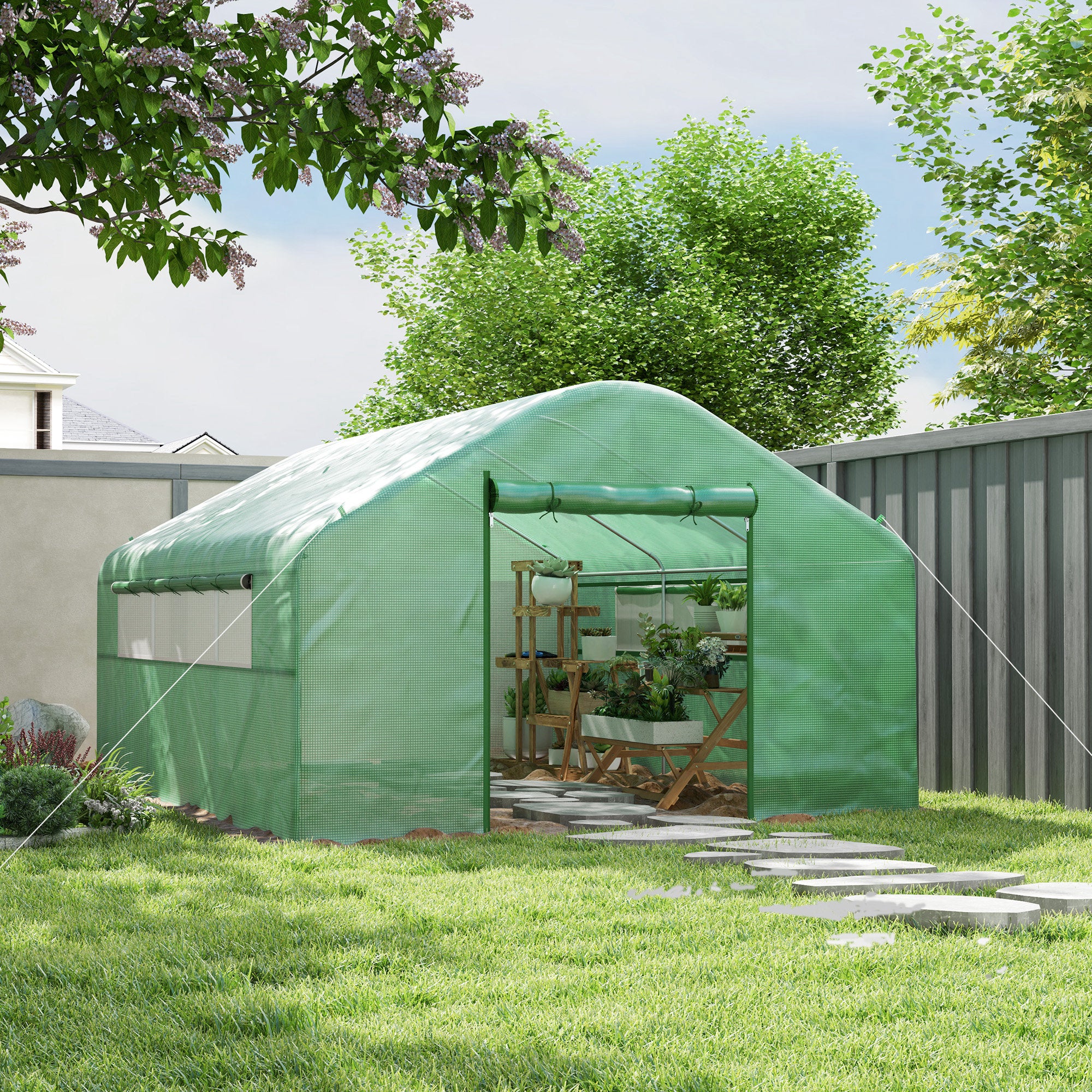 Outsunny Invernadero De Exterior 4x3x2 M Con Cubierta De Pe Anti-uv Verde - Image 2