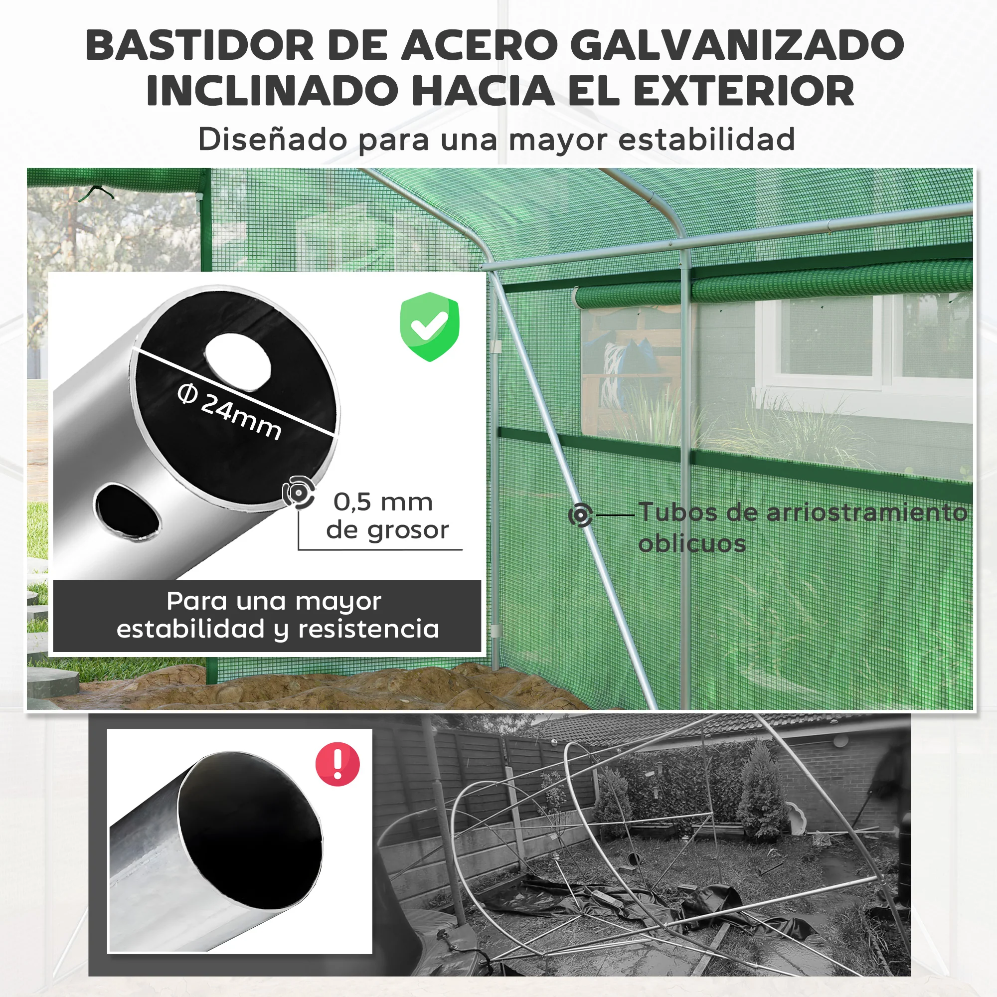 Outsunny Invernadero De Exterior 4x3x2 M Con Cubierta De Pe Anti-uv Verde - Image 6