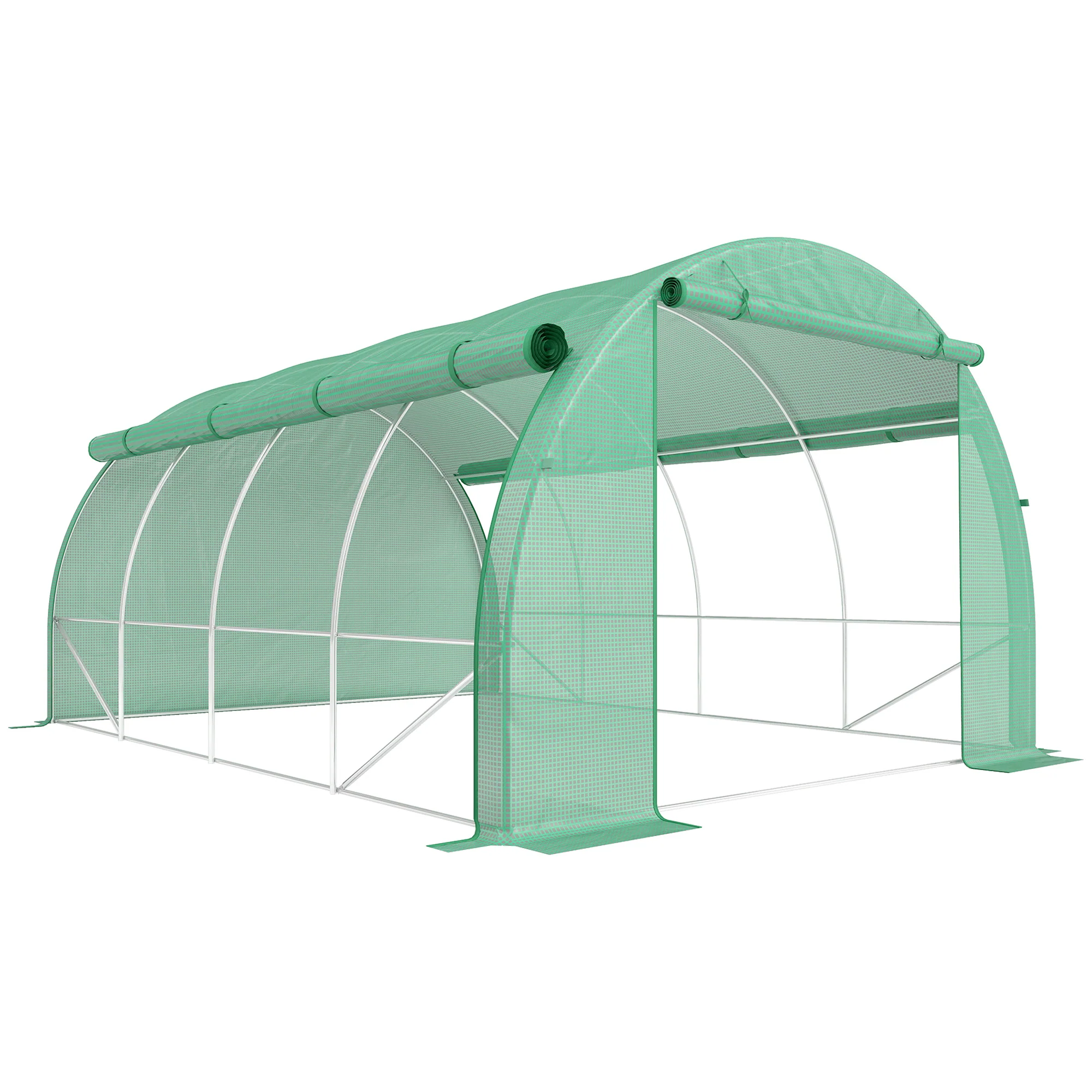 Outsunny Invernadero De Exterior 4x3x2 M Con Puerta Y 8 Ventanas De Malla Verde