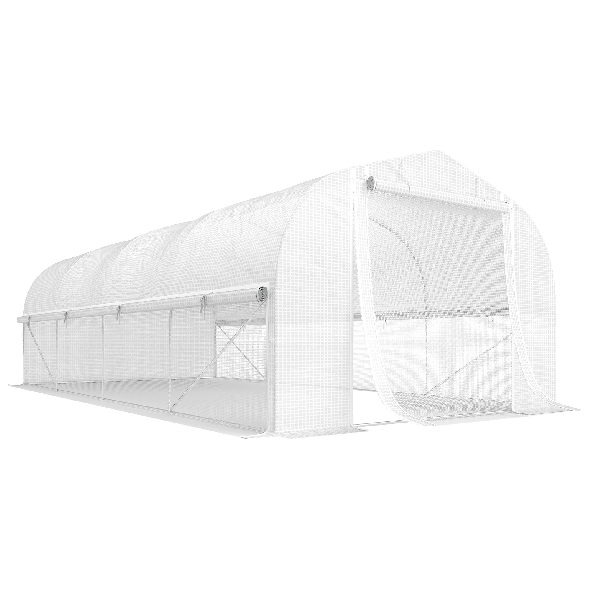 Outsunny Invernadero De Exterior 6x3x2 M Con Cubierta De Pe Anti-uv Blanco
