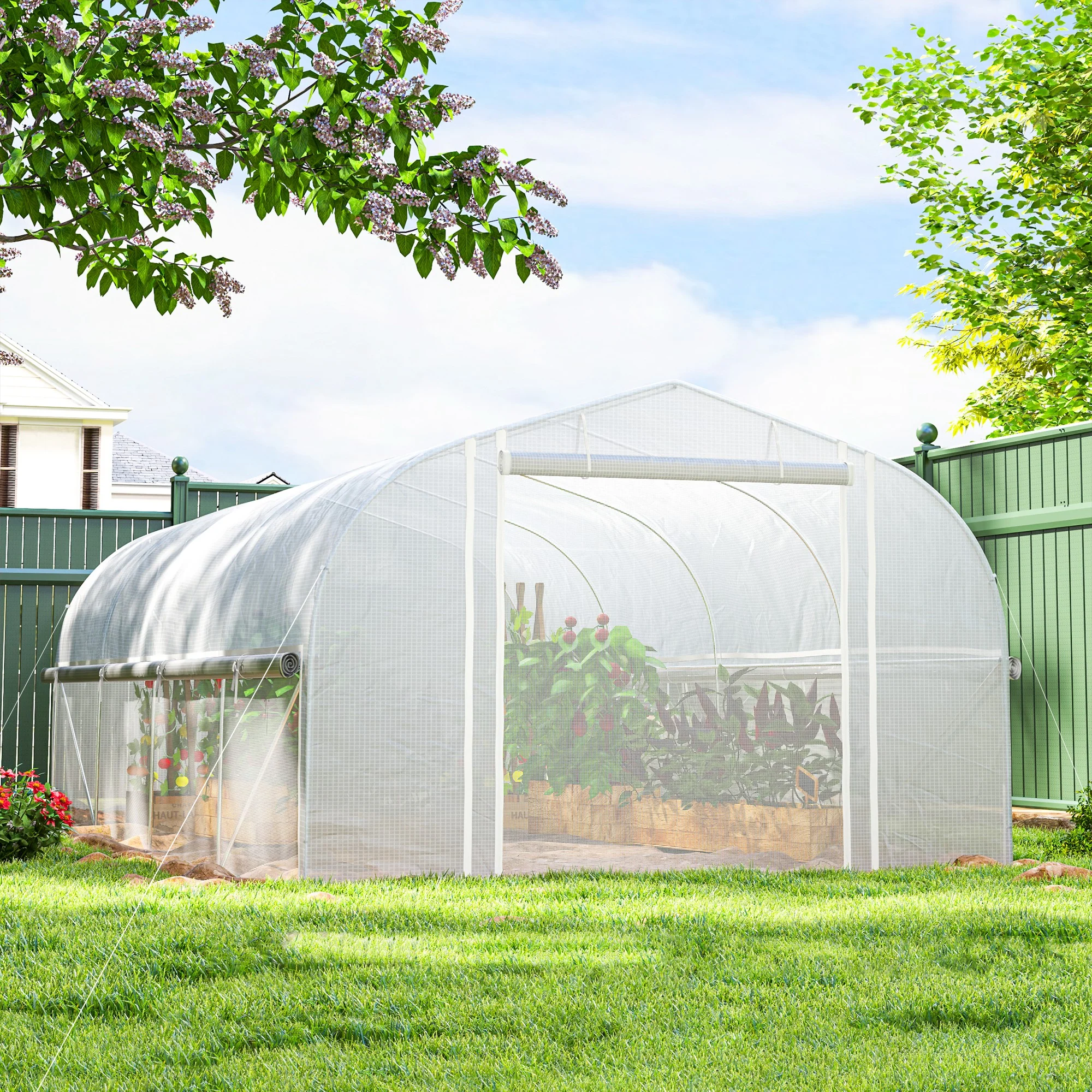 Outsunny Invernadero De Exterior 6x3x2 M Con Cubierta De Pe Anti-uv Blanco - Image 2