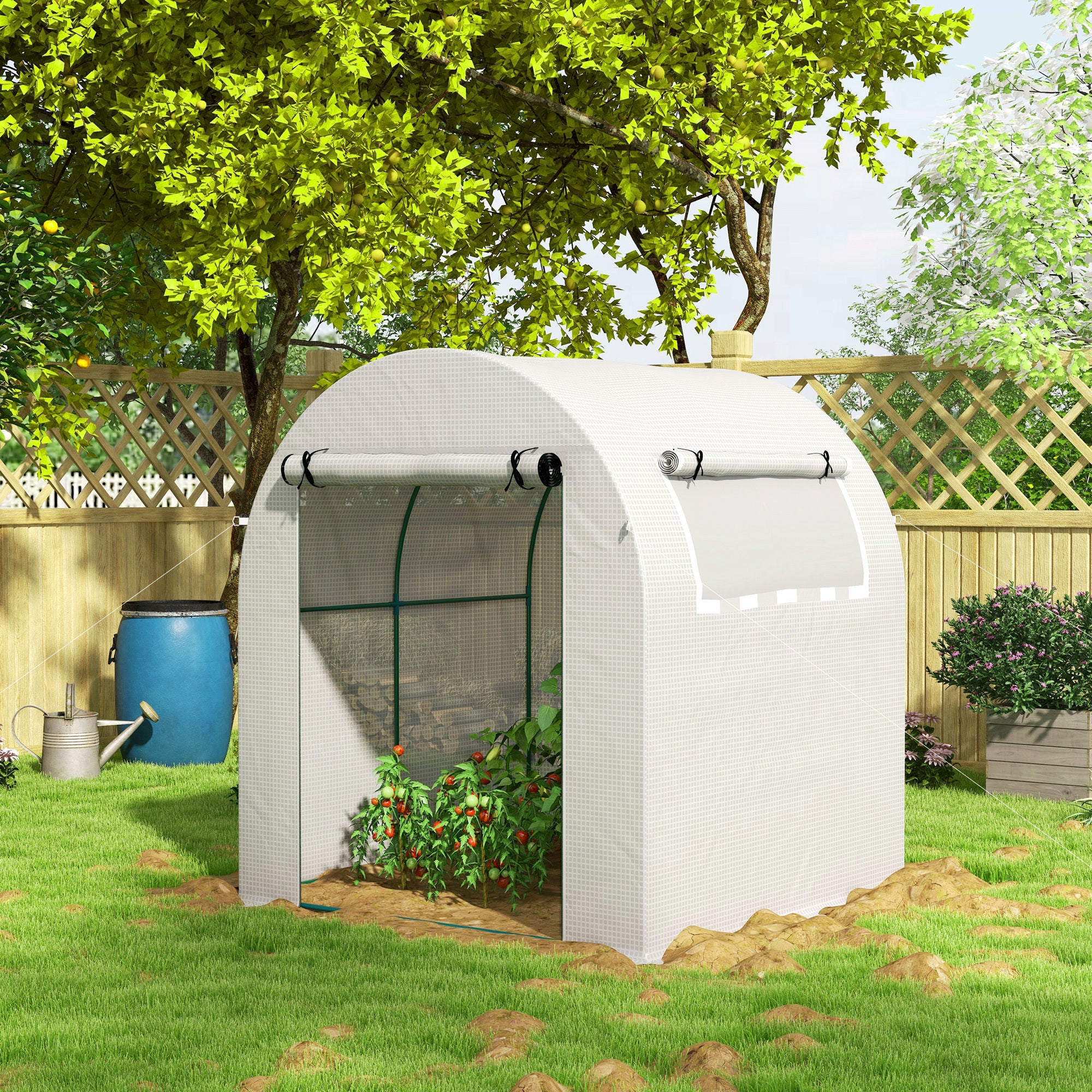 Outsunny Invernadero De Jardín 180x180x200 Cm Puerta Enrollable Ventana De Malla - Image 5