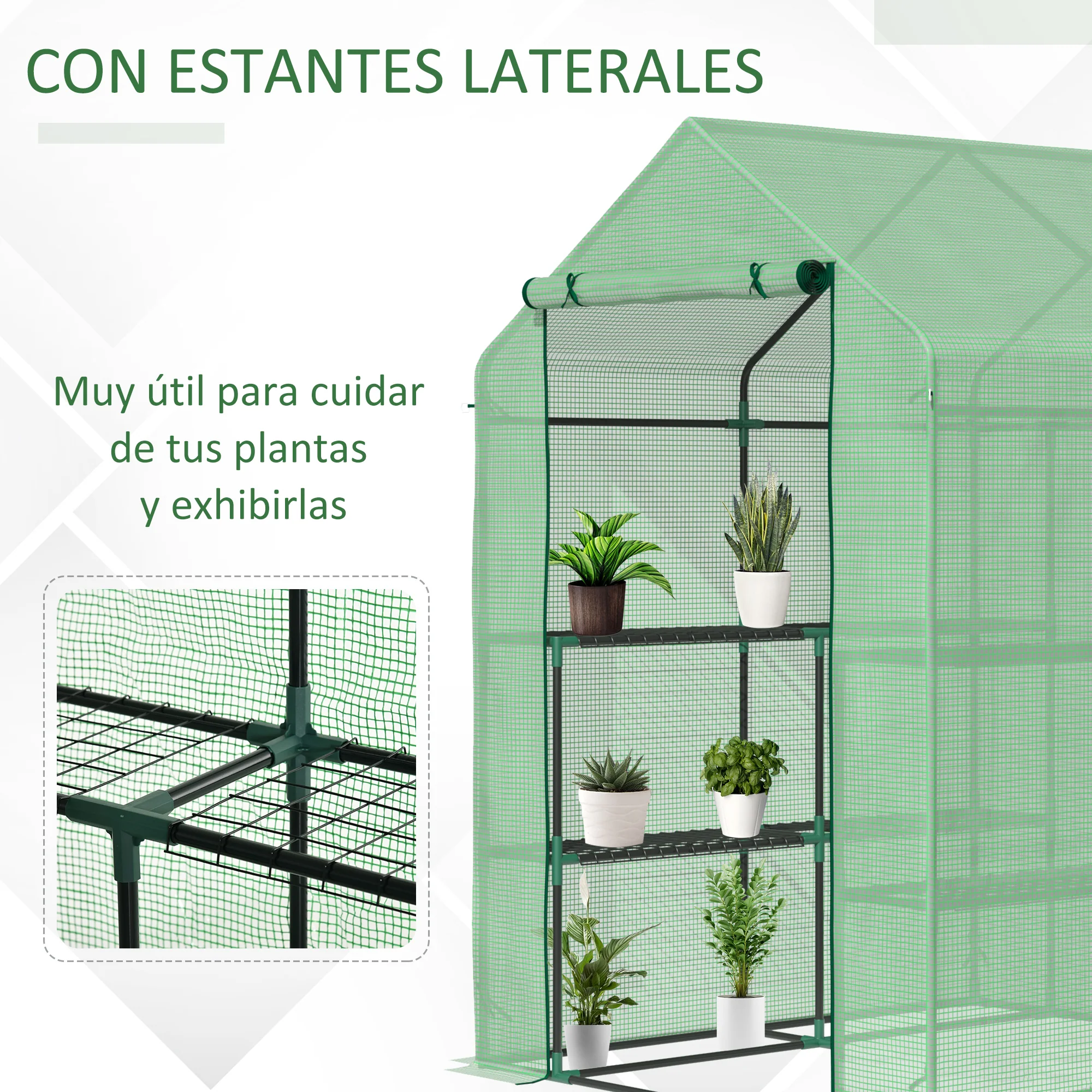Outsunny Invernadero De Jardín Con 2 Niveles 4 Estantes Cultivos Plantas Macetas - Image 6