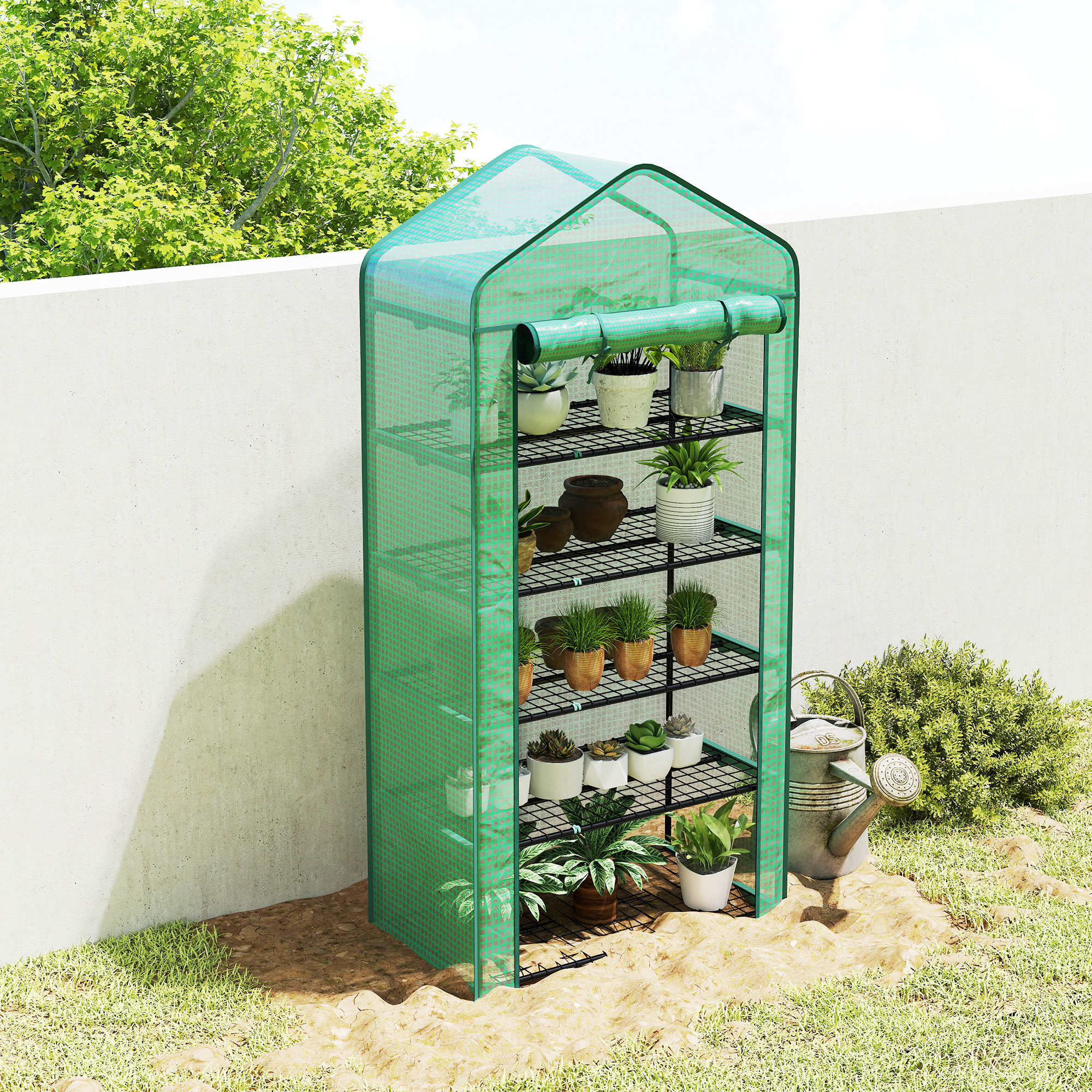 Outsunny Invernadero De Jardín De 5 Niveles Diseño Ensanchado 90x49x193 Cm Verde - Image 4