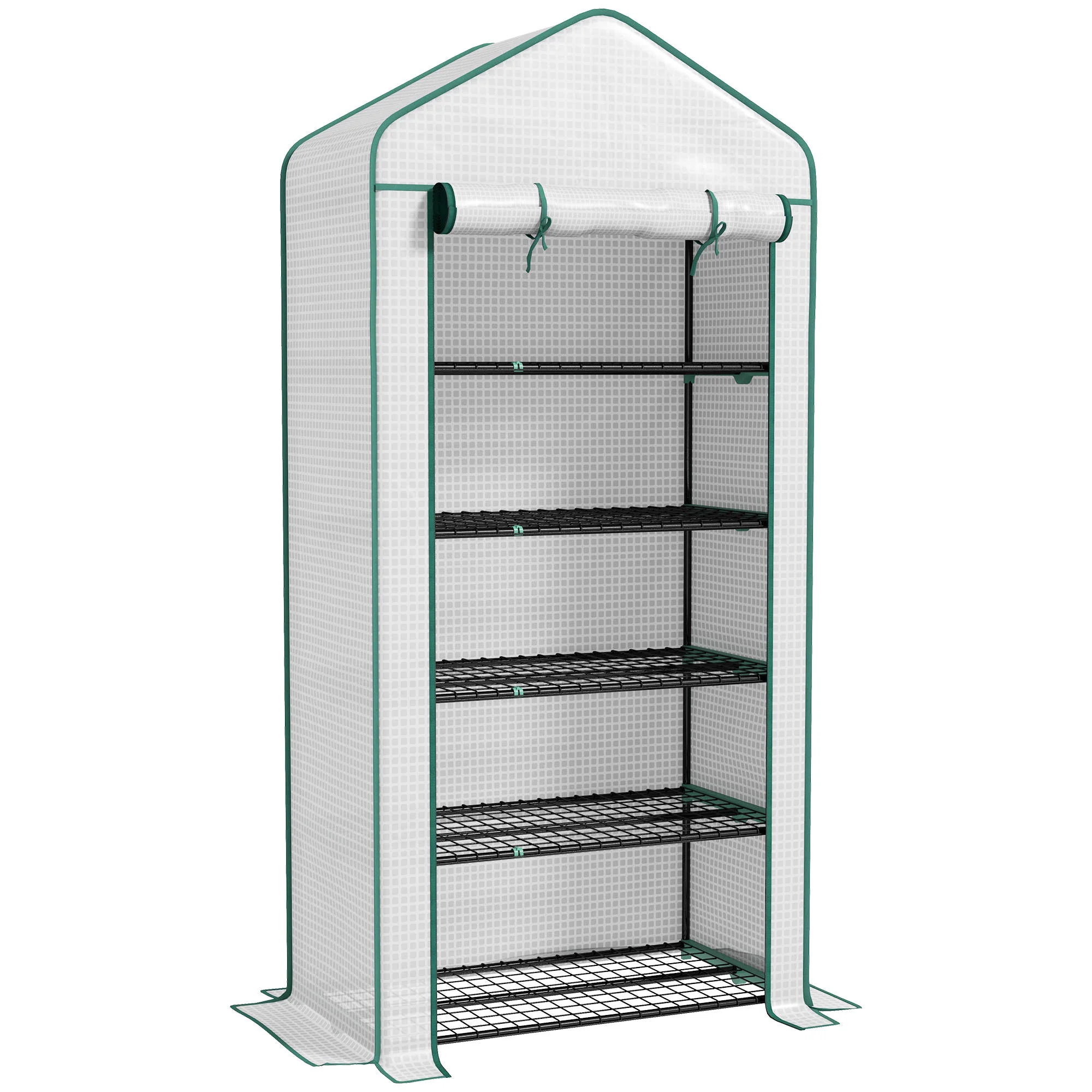 Outsunny Invernadero De Jardín De 5 Niveles Diseño Ensanchado 90x49x193cm Blanco