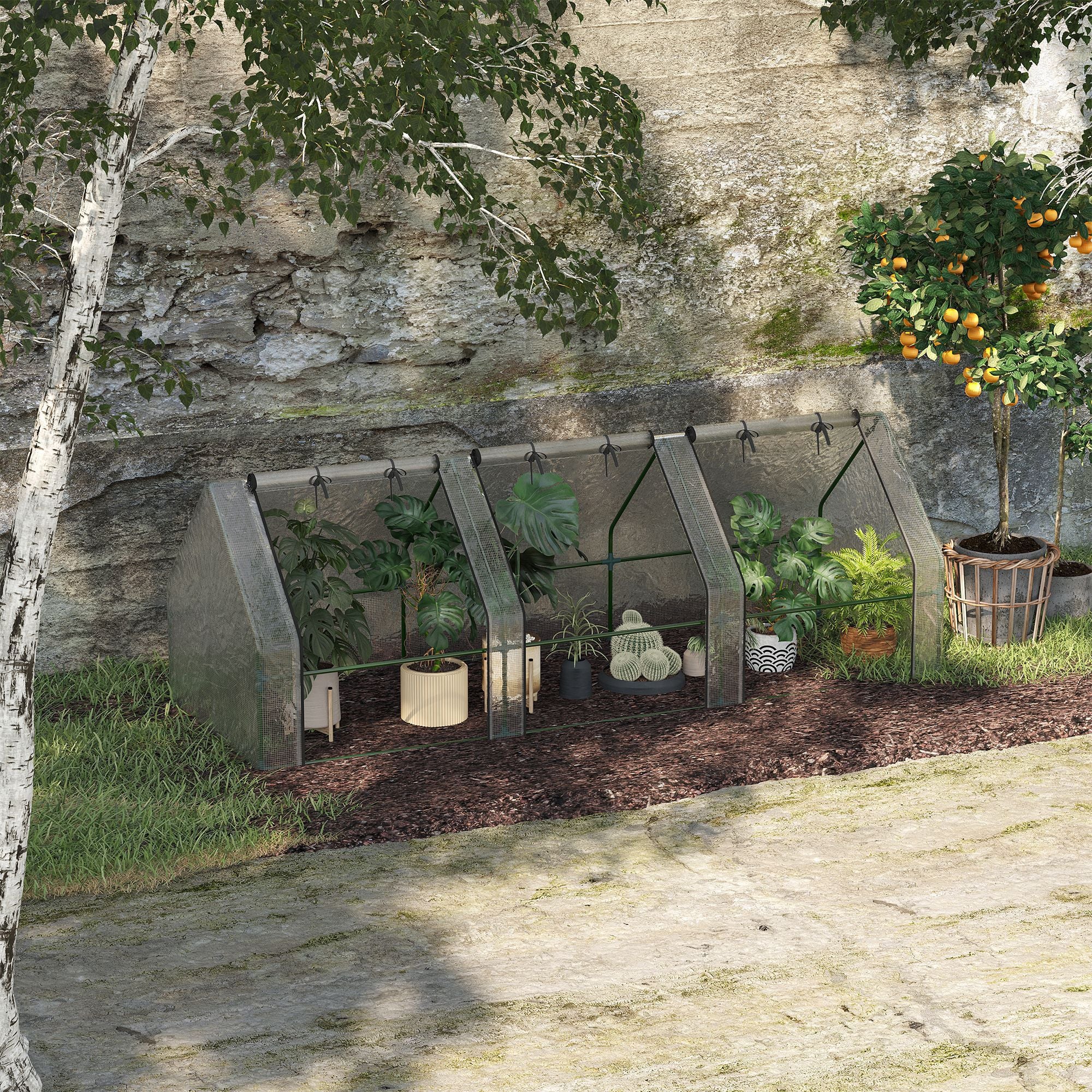 Outsunny Invernadero De Terraza 270x90x90 Cm Con Ventanas Cultivo Plantas Blanco - Image 2