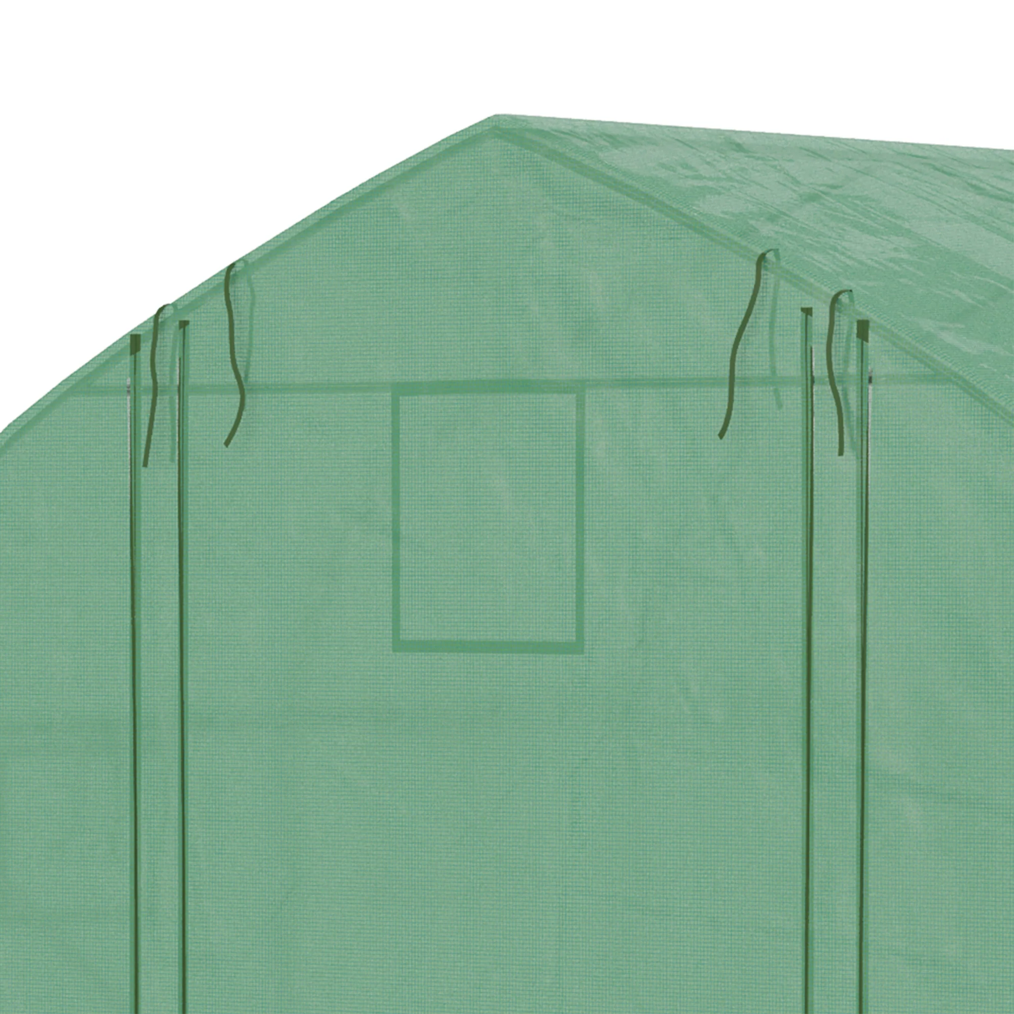 Outsunny Invernadero De Túnel 347x300x200 Cm Con Puerta Y 6 Ventanas Verde - Image 5