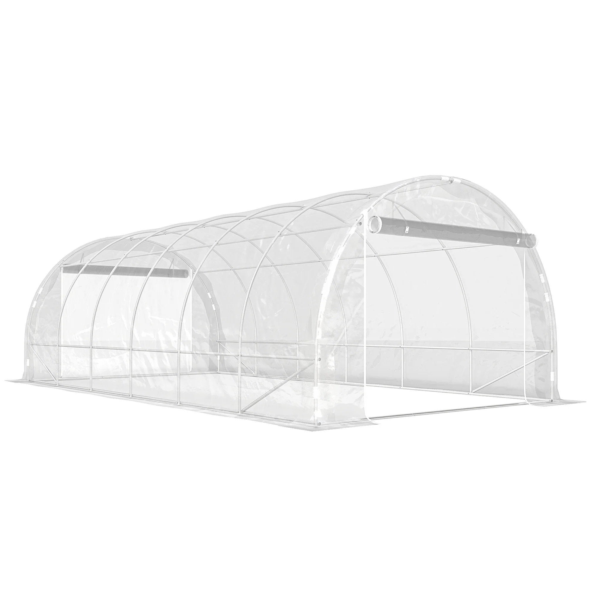 Outsunny Invernadero De Túnel 6x3x2 M Con 2 Puertas Enrollables Transparente
