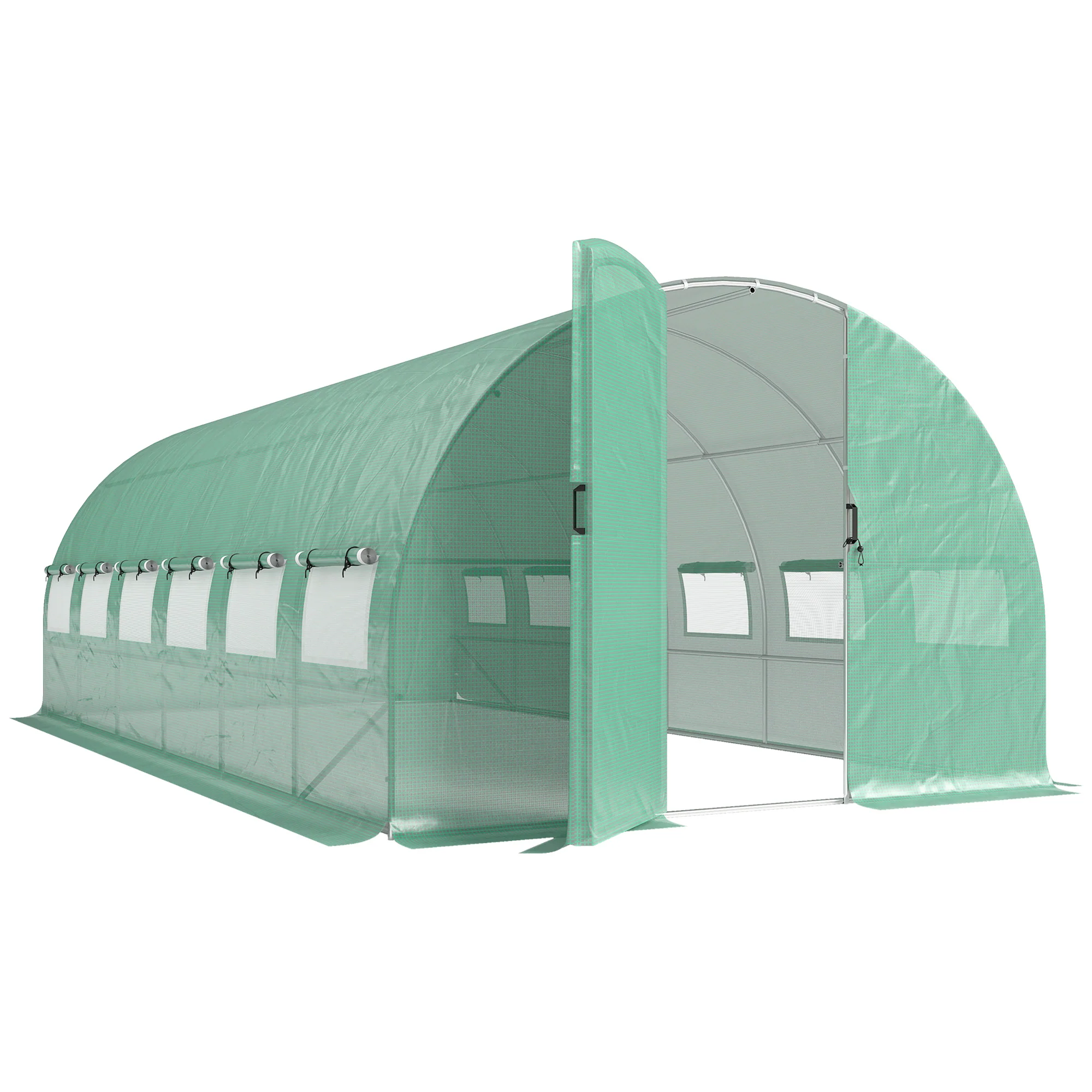 Outsunny Invernadero De Túnel 6x3x2 M Con Puerta Con Bisagras Y Ventanas Verde