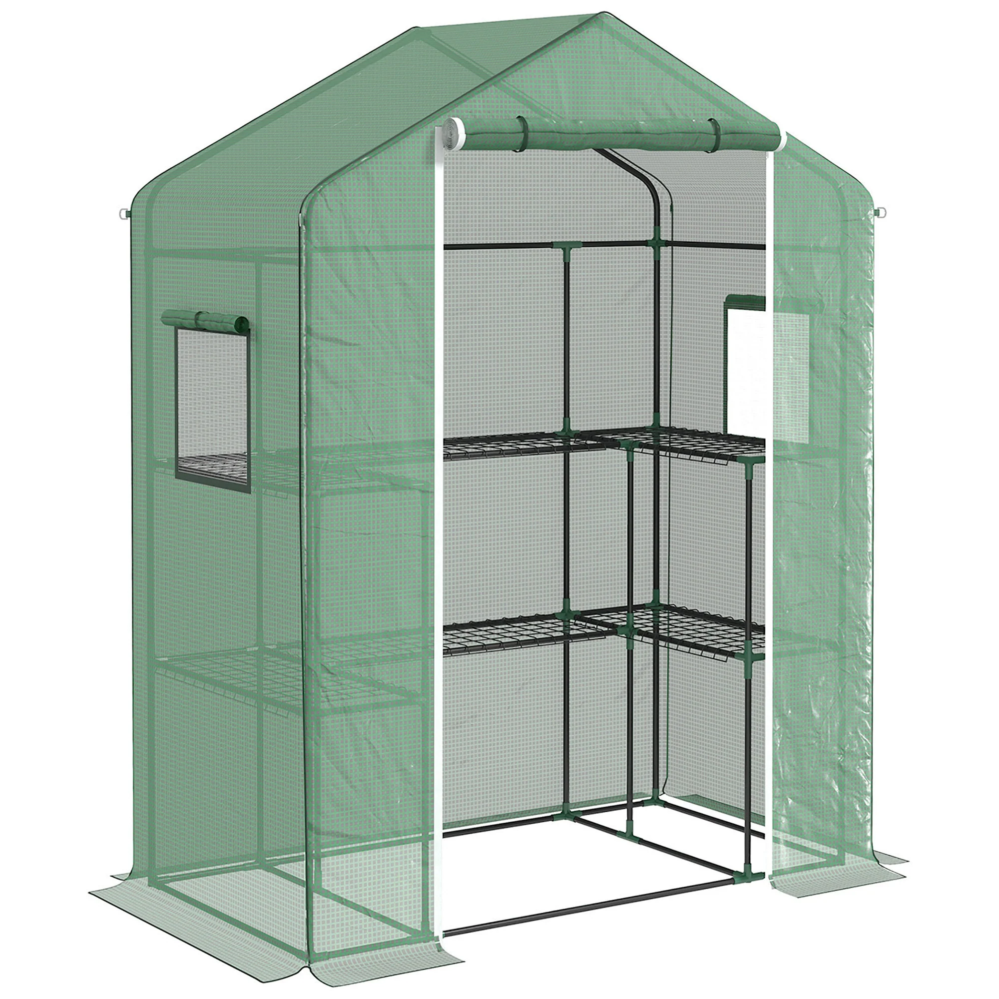 Outsunny Invernadero Para Jardín Con 1 Puerta 2 Ventanas 140x73x190 Cm Verde