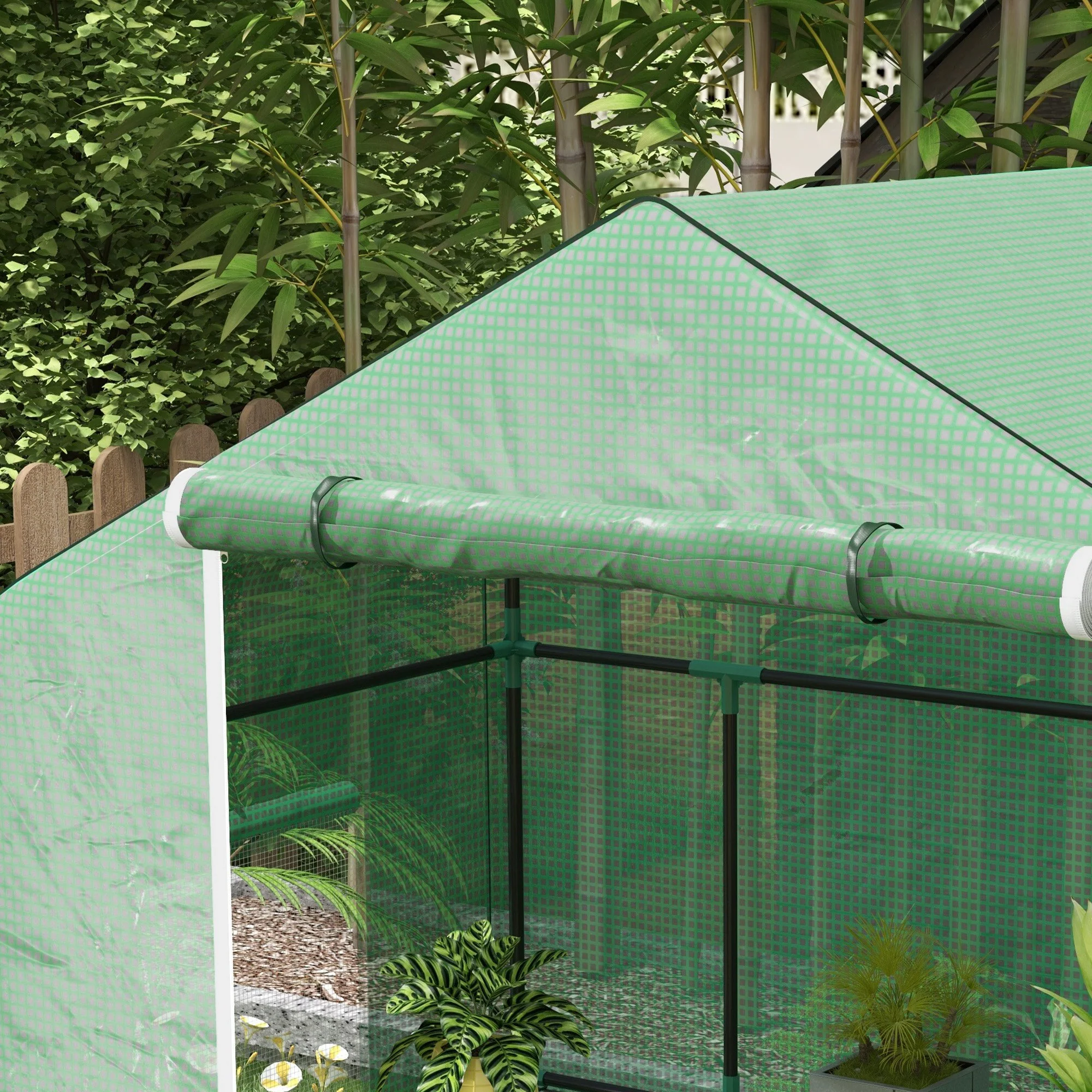 Outsunny Invernadero Para Jardín Con 1 Puerta 2 Ventanas 140x73x190 Cm Verde - Image 5