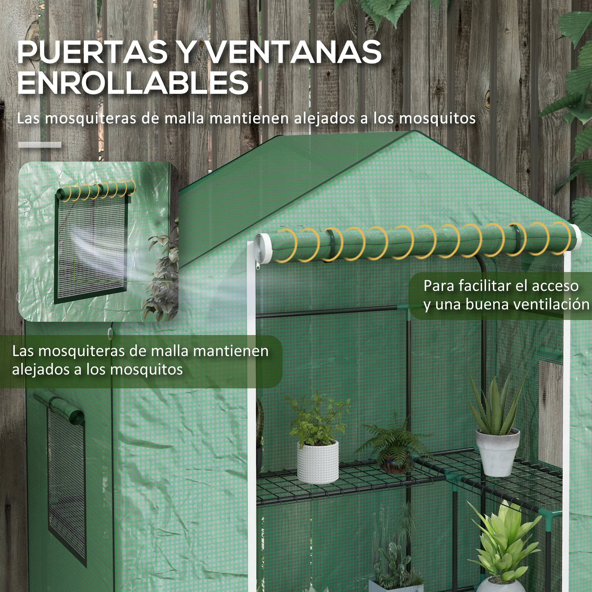Outsunny Invernadero Para Jardín Con 1 Puerta 2 Ventanas 140x73x190 Cm Verde - Image 6
